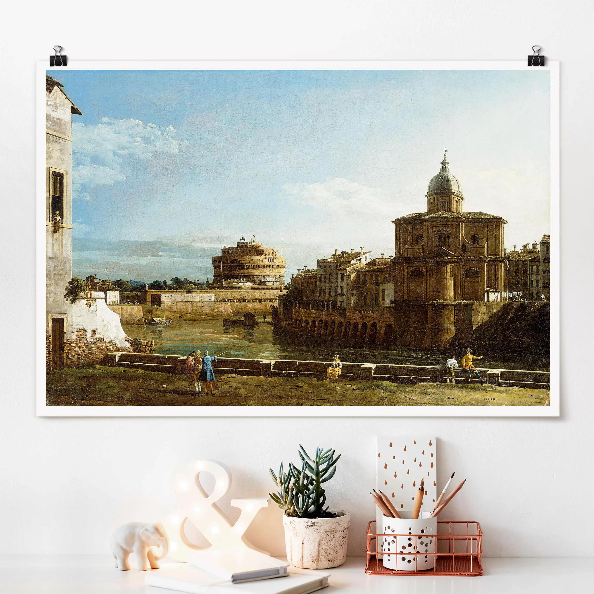 Poster Kunstdruck - Querformat Bernardo Bellotto - Ansicht Roms am Ufer günstig online kaufen