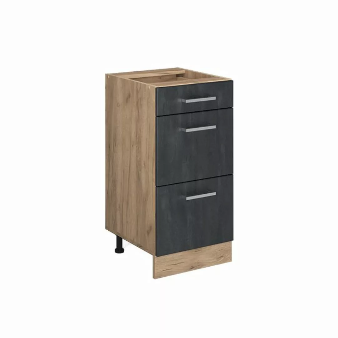 Vicco Unterschrank R-Line, Schwarz Beton/Goldkraft Eiche, 40 cm AP Eiche günstig online kaufen