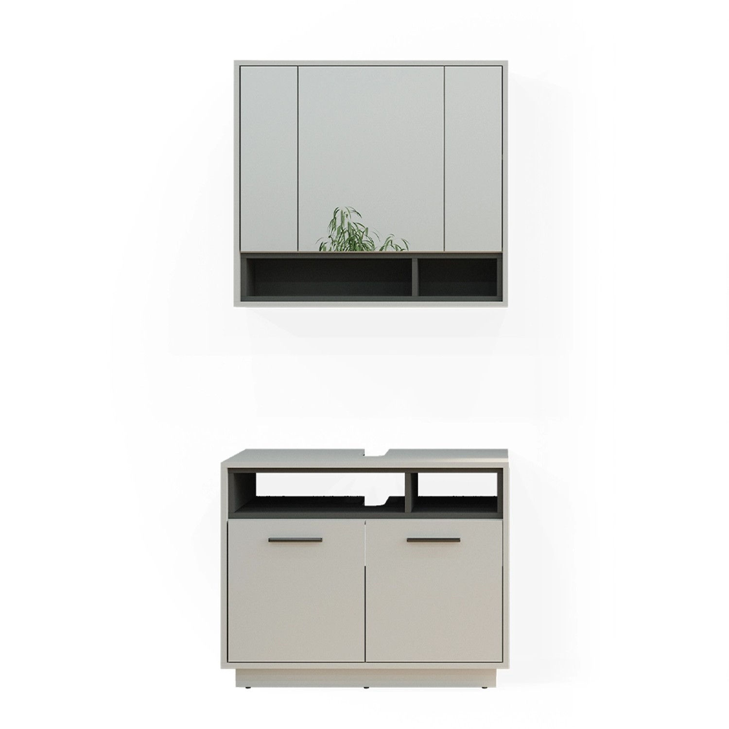 Vicco Badmöbel-Set Beatrice Grau/Anthrazit 2 Teile günstig online kaufen