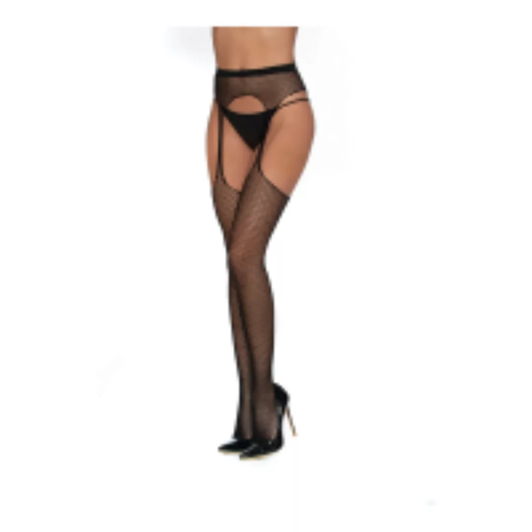 Fishnet Suspender Pantyhose - One Size - Black günstig online kaufen