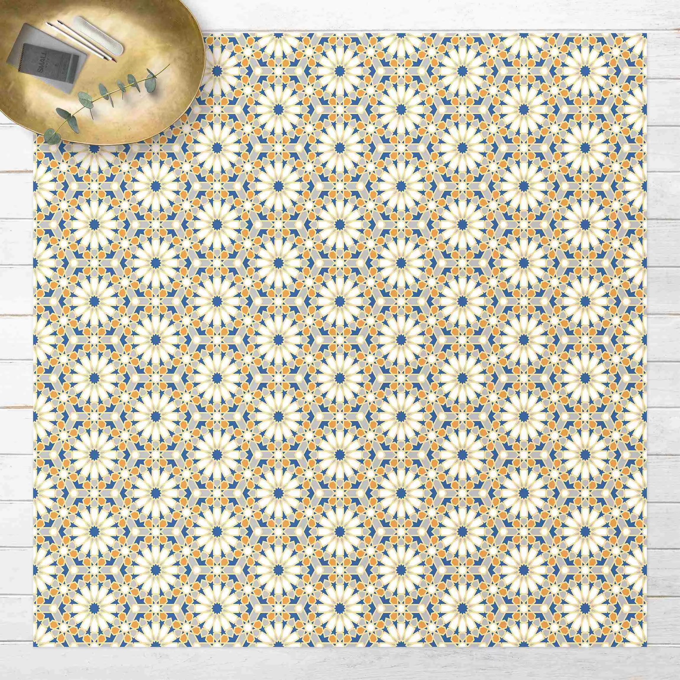 Vinyl-Teppich Orientalisches Muster mit gelben Sternen günstig online kaufen