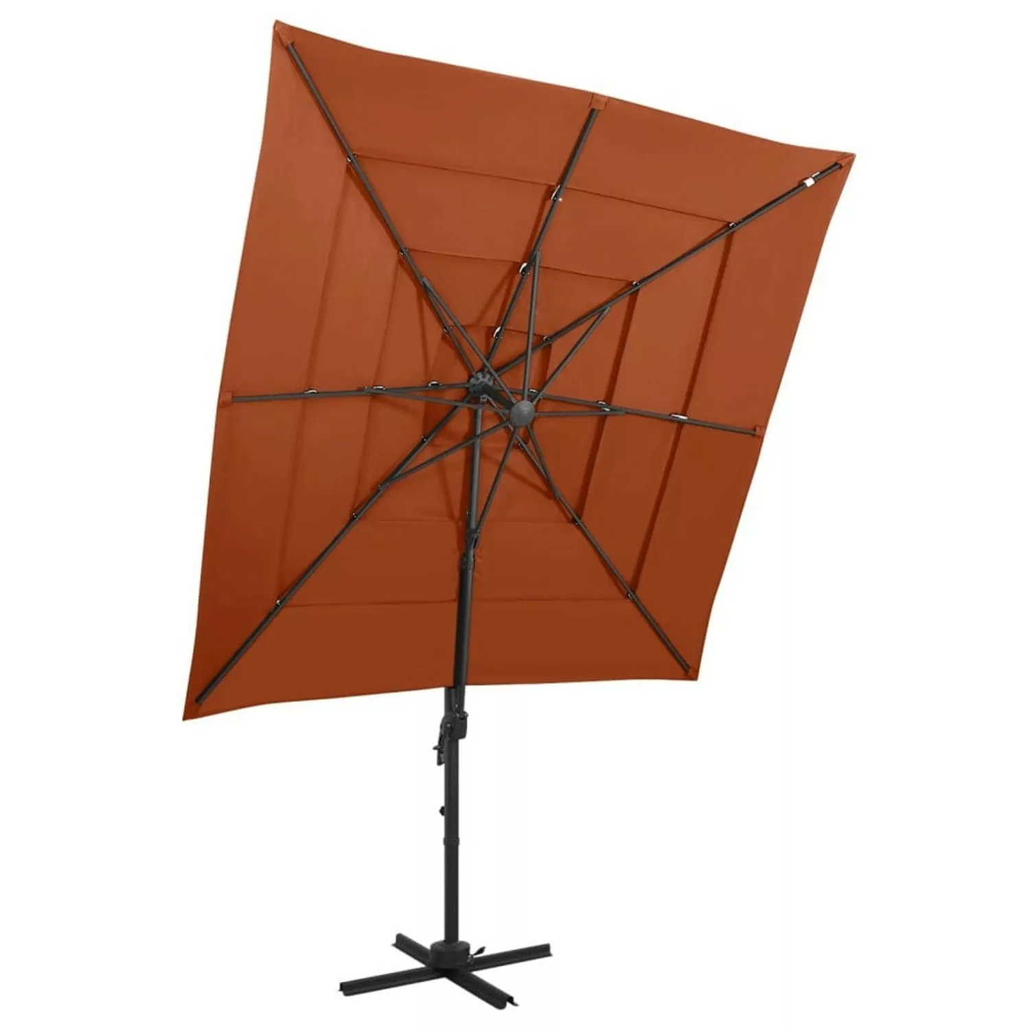 furnicato Sonnenschirm mit Aluminium-Mast 4-lagig Terrakotta 250x250cm günstig online kaufen