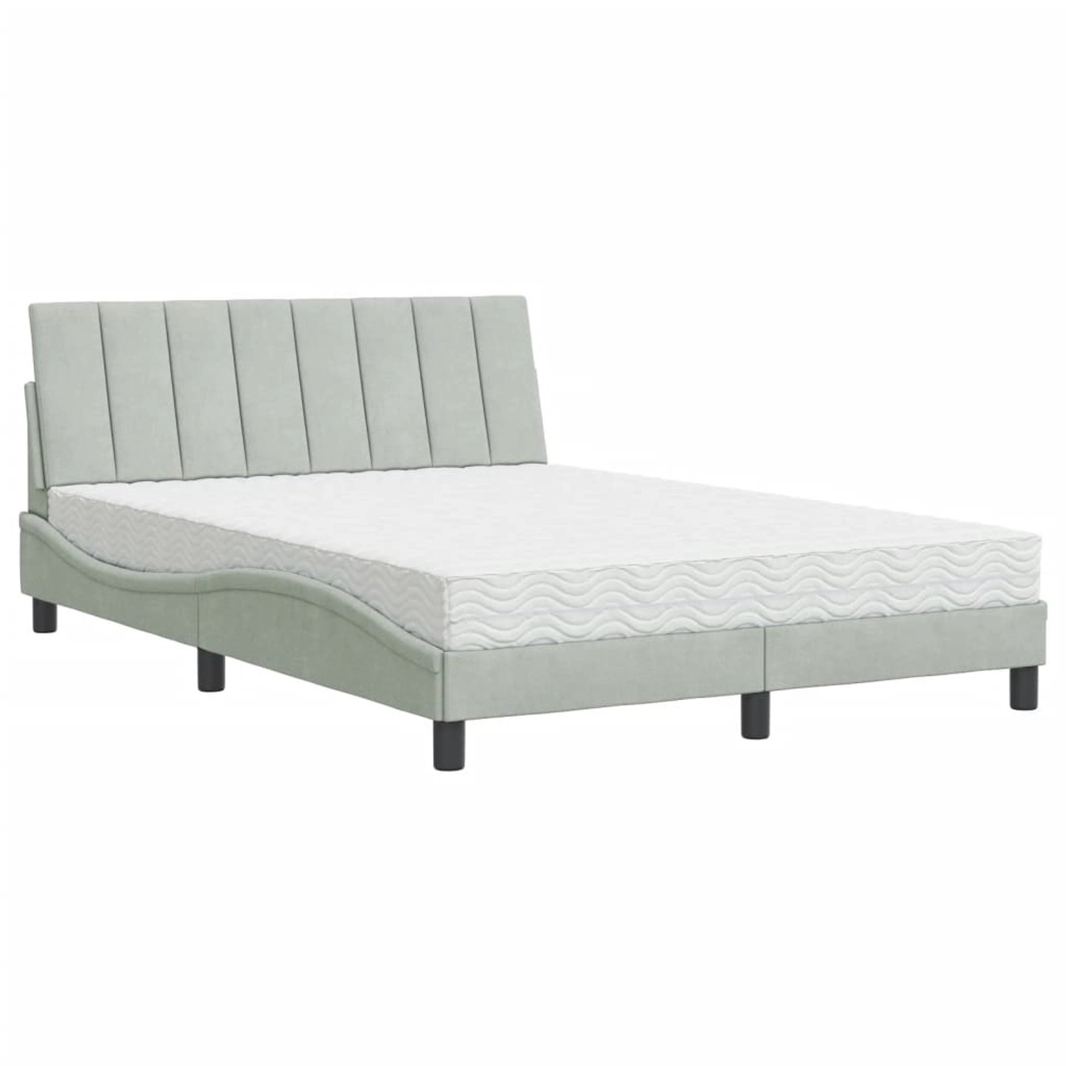 vidaXL Bettgestell Bett mit Matratze Hellgrau 120x200 cm Samt Bettgestell günstig online kaufen