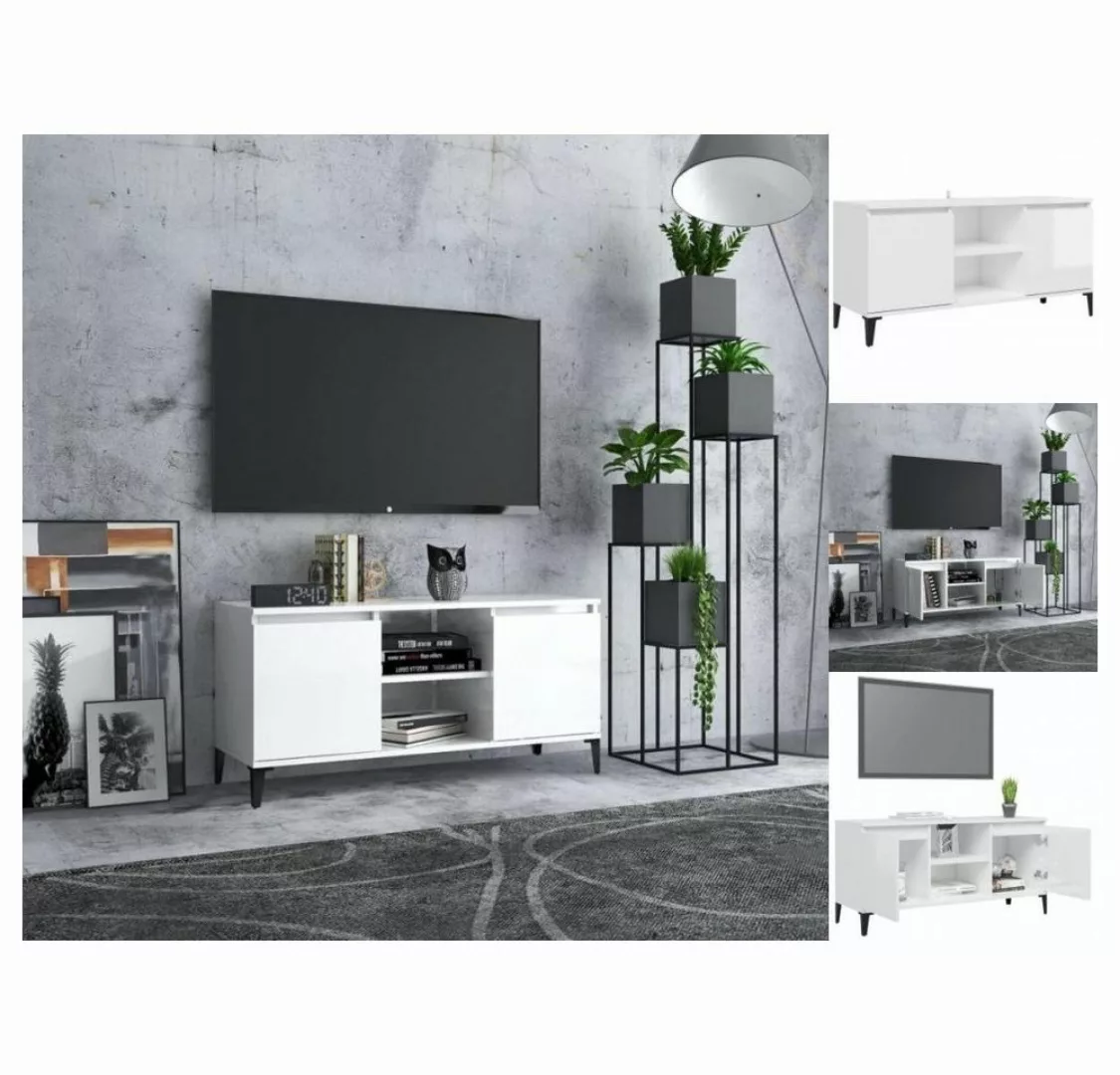 vidaXL TV-Schrank TV-Schrank mit Metallbeinen Hochglanz-Weiß 103,5x35x50 cm günstig online kaufen
