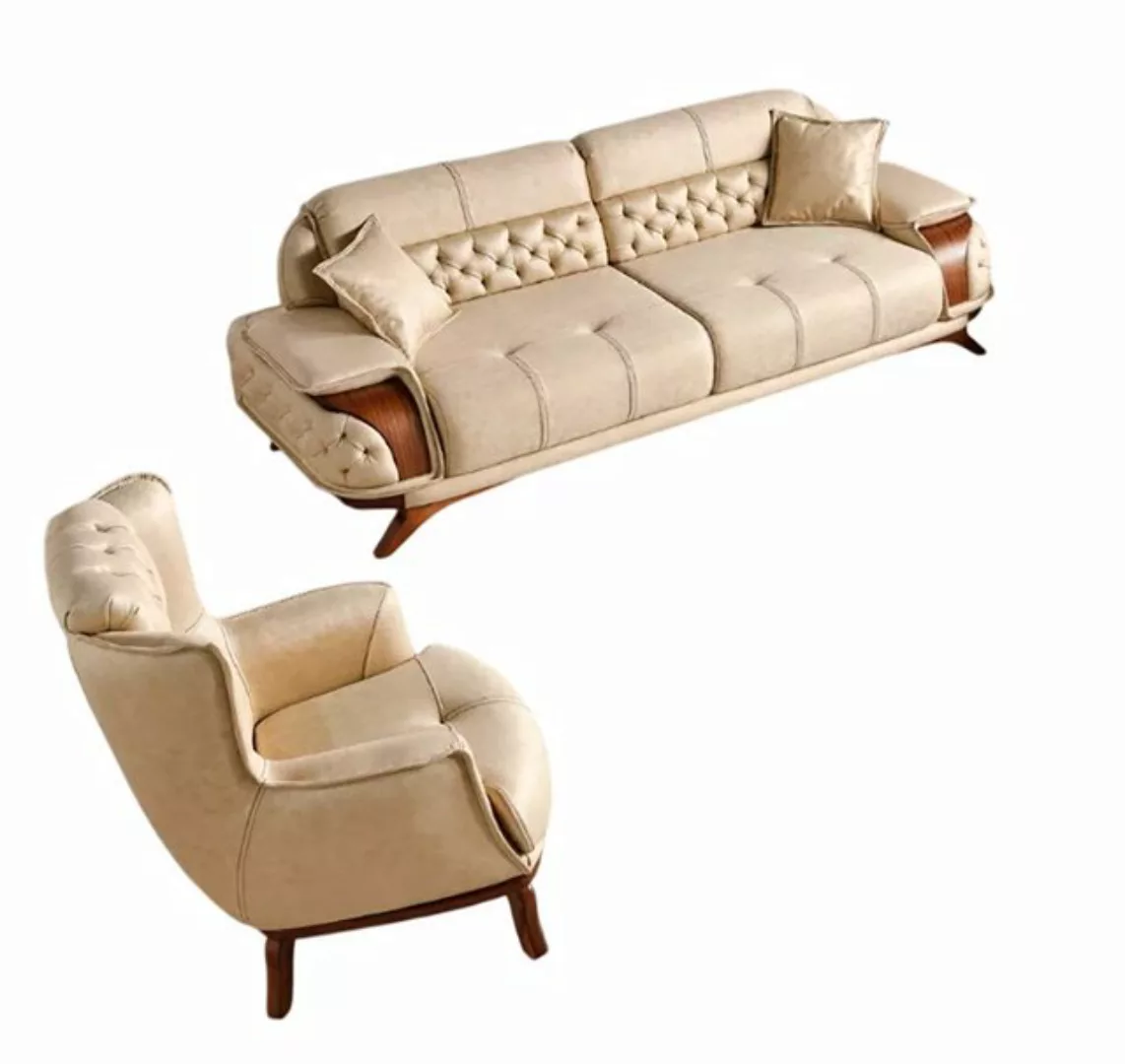 JVmoebel Sofa Stilvolles Modernes Sofa Set 3+1 – Beige Design für Wohnzimme günstig online kaufen