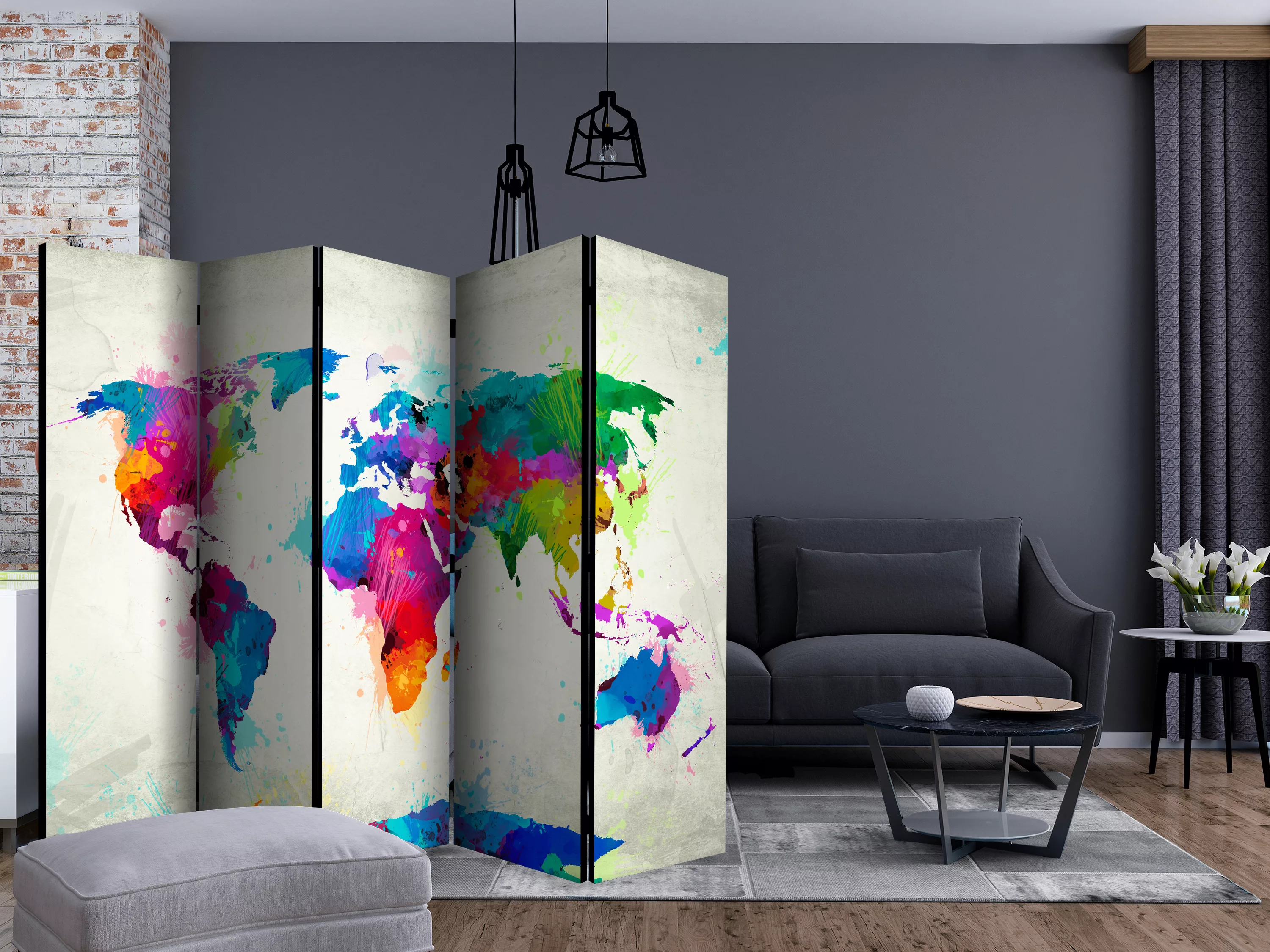 5-teiliges Paravent - The Map Of Happiness Ii [room Dividers] günstig online kaufen