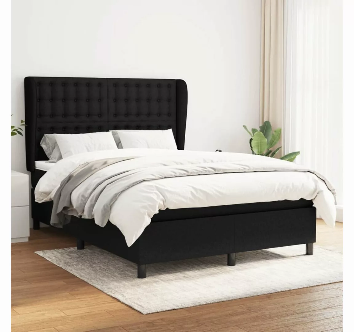 furnicato Bett Boxspringbett mit Matratze Schwarz 140x200 cm Stoff günstig online kaufen