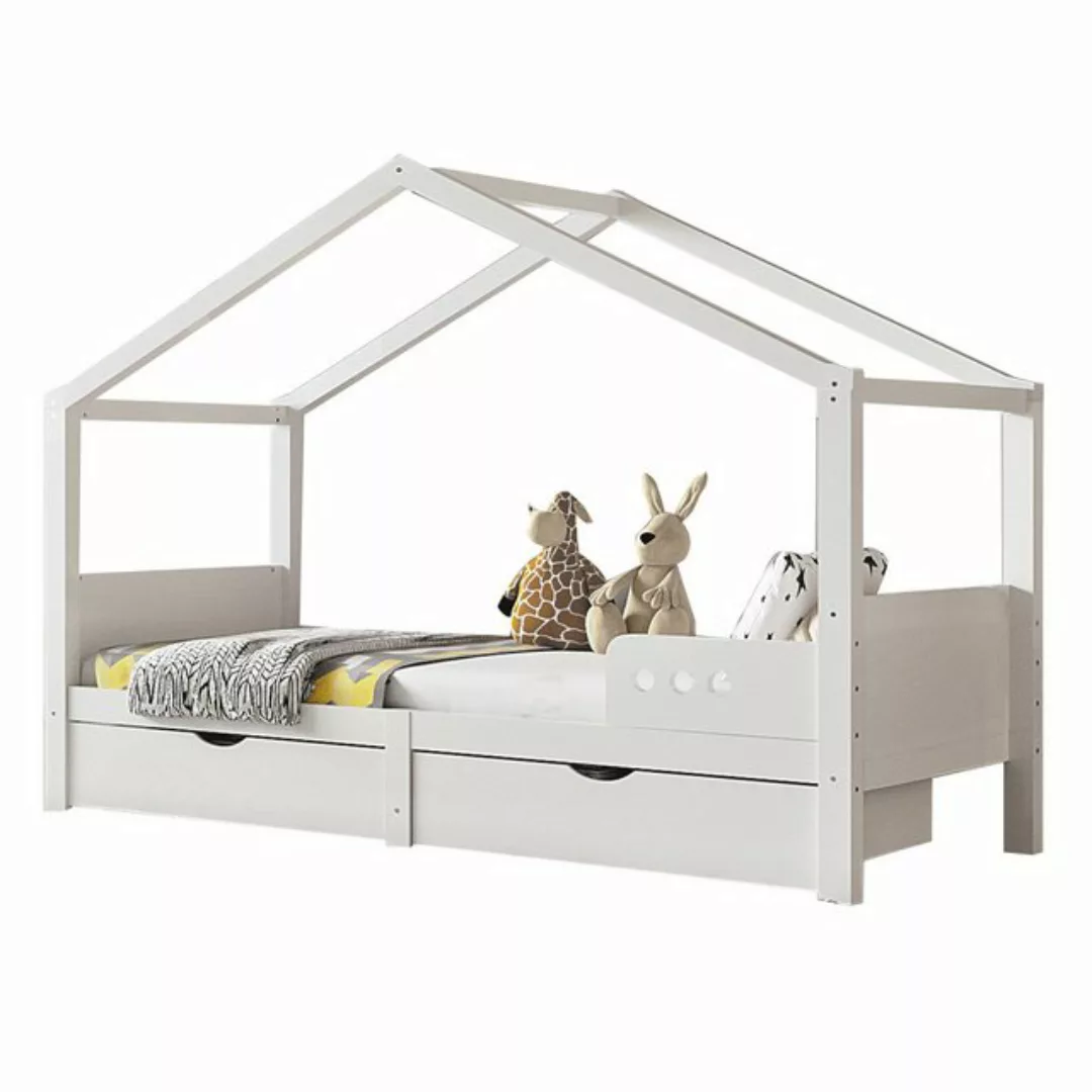 Sweiko Kinderbett Holzbett Stauraumbett Hausbett Einzelbett (mit Doppelschu günstig online kaufen