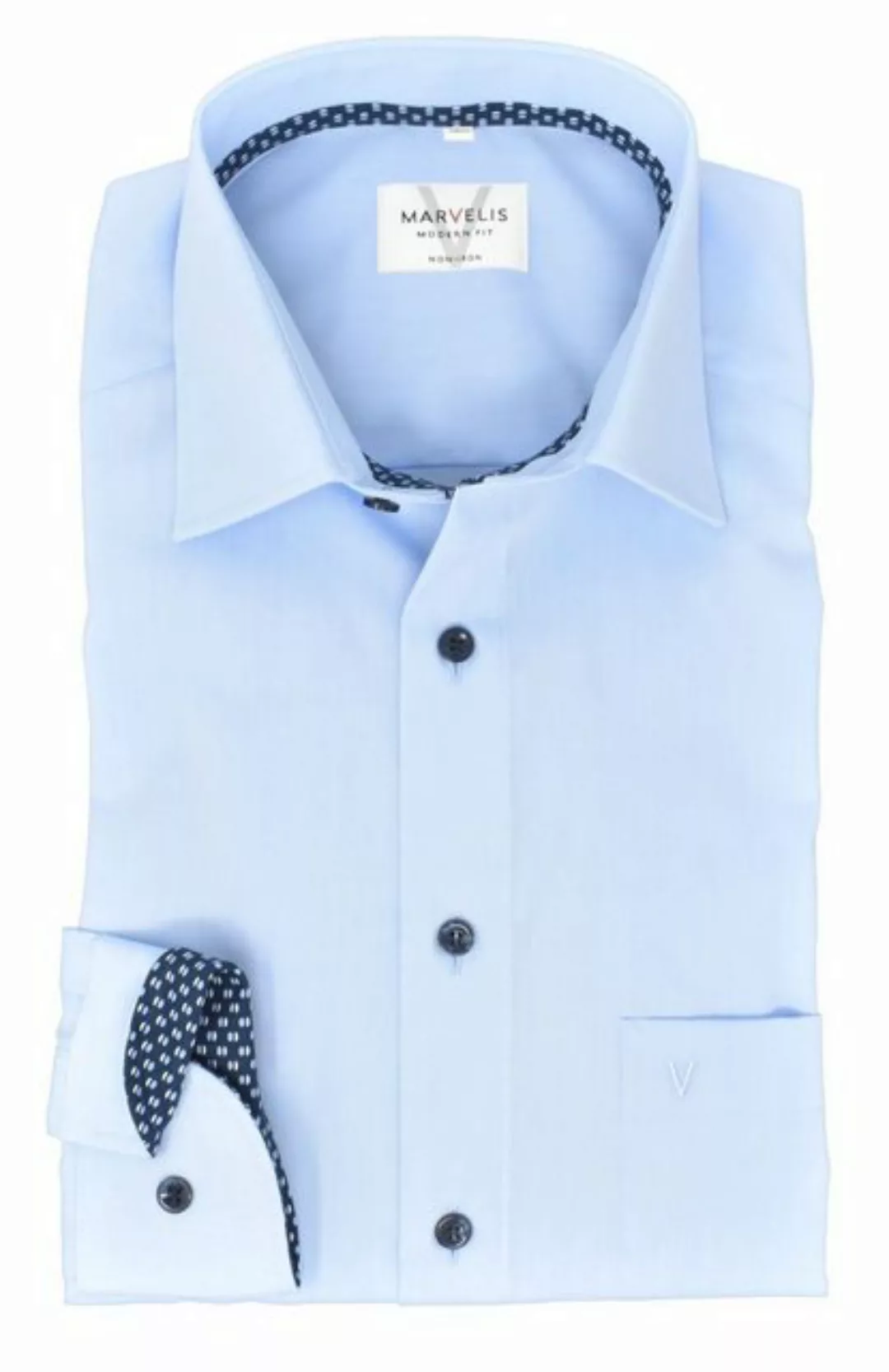 MARVELIS Businesshemd Businesshemd - Modern Fit - Langarm - Einfarbig - Hel günstig online kaufen