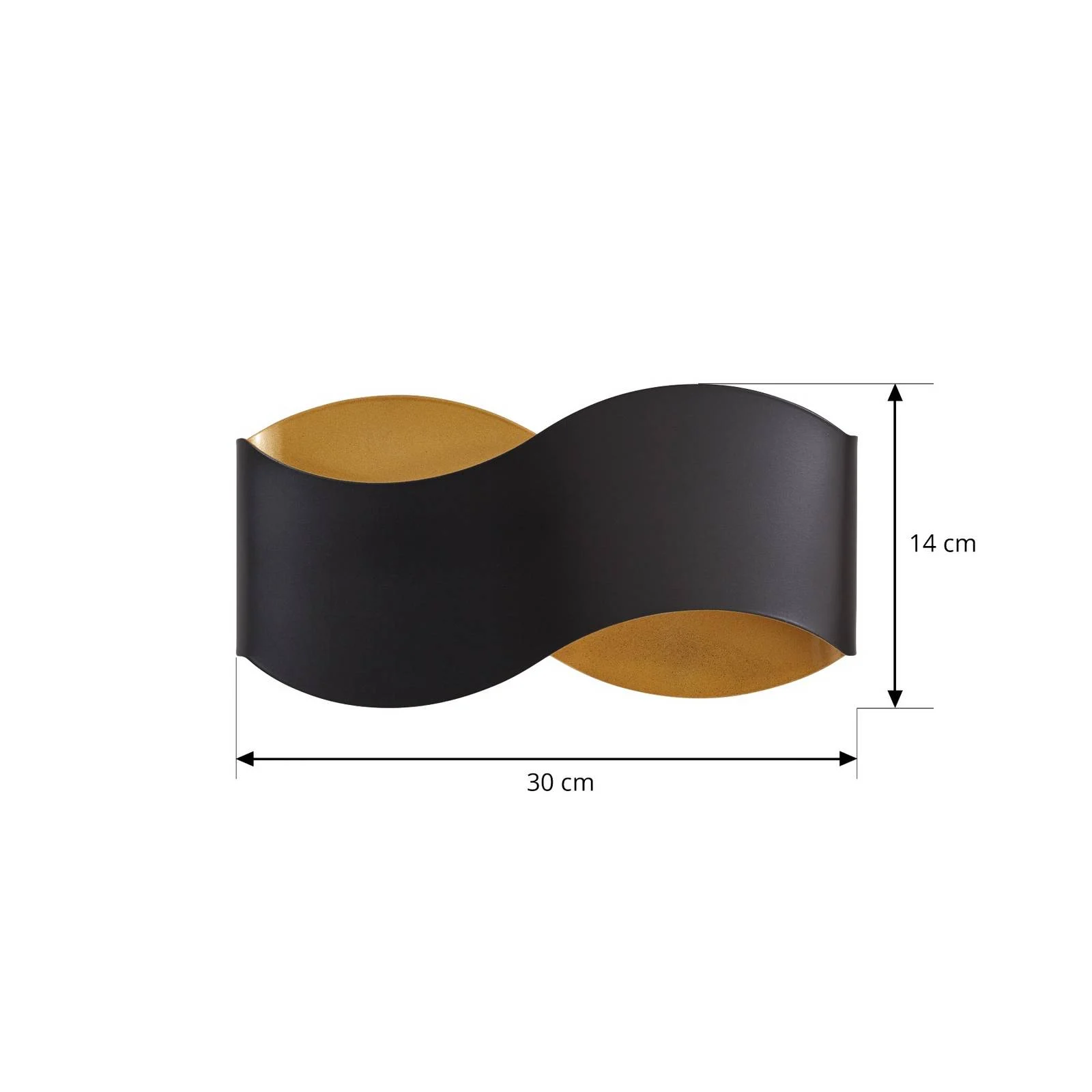 Lindby Wandleuchte Dailin, schwarz/gold, 30 cm, Metall günstig online kaufen