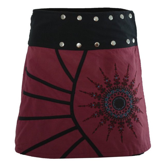 PUREWONDER Wickelrock Damen Rock mit Mandala-Blume bestickt sk193 Baumwolle günstig online kaufen