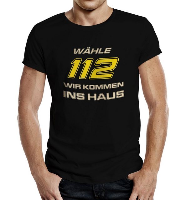 RAHMENLOS® T-Shirt Feuerwehr T-Shirt - Wähle 112 für Hausbesuche günstig online kaufen