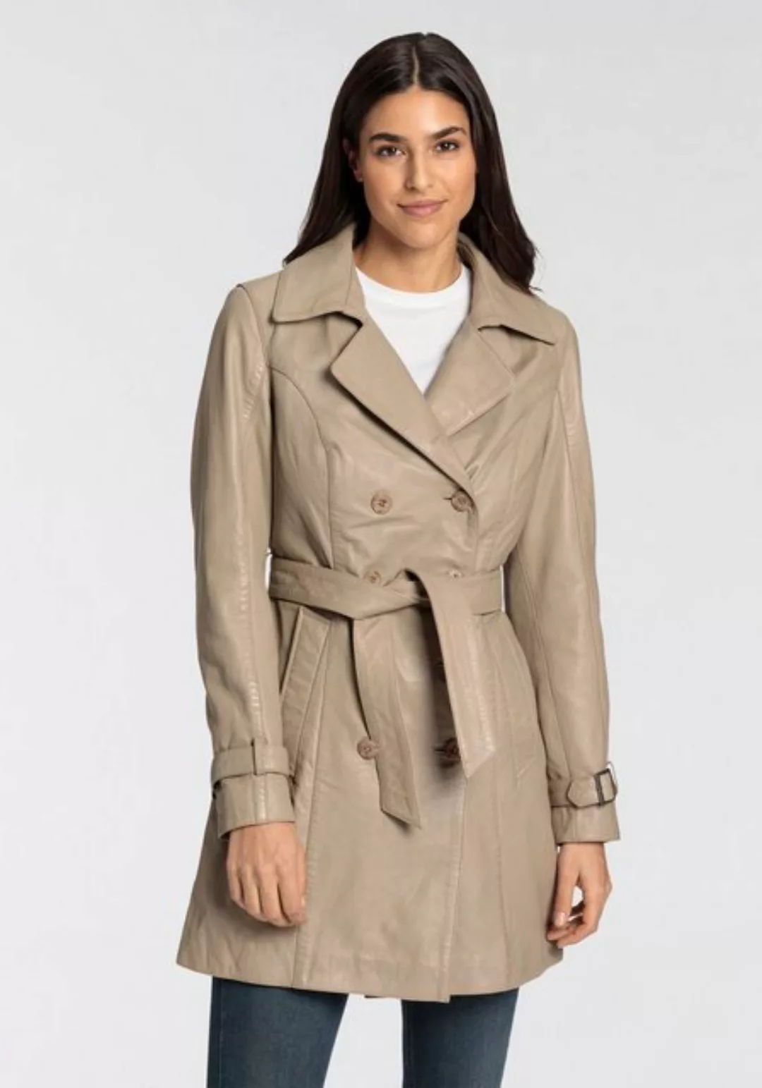 Mauritius Ledermantel Taresa (2-tlg., mit Bindegürtel) Leder-Trenchcoat mit günstig online kaufen