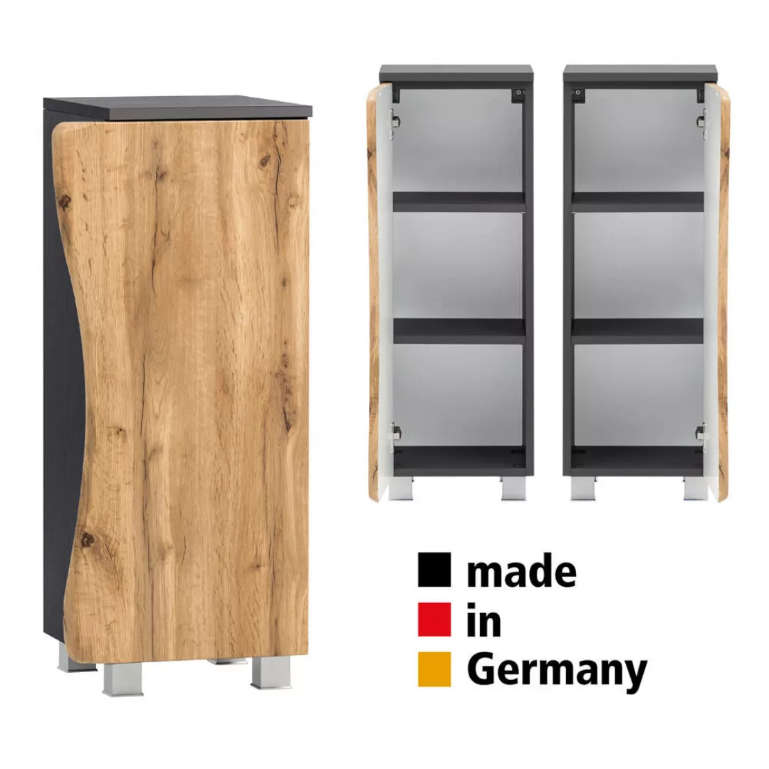 Lomadox Badezimmer Unterschrank KAHLA-03 in graphit mit Front in Wotan Eich günstig online kaufen