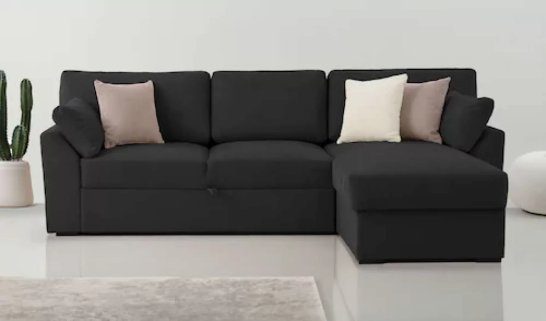 Home affaire Ecksofa "Citry", Breite 246 cm, Chenille, Bettfunktion, Bettka günstig online kaufen