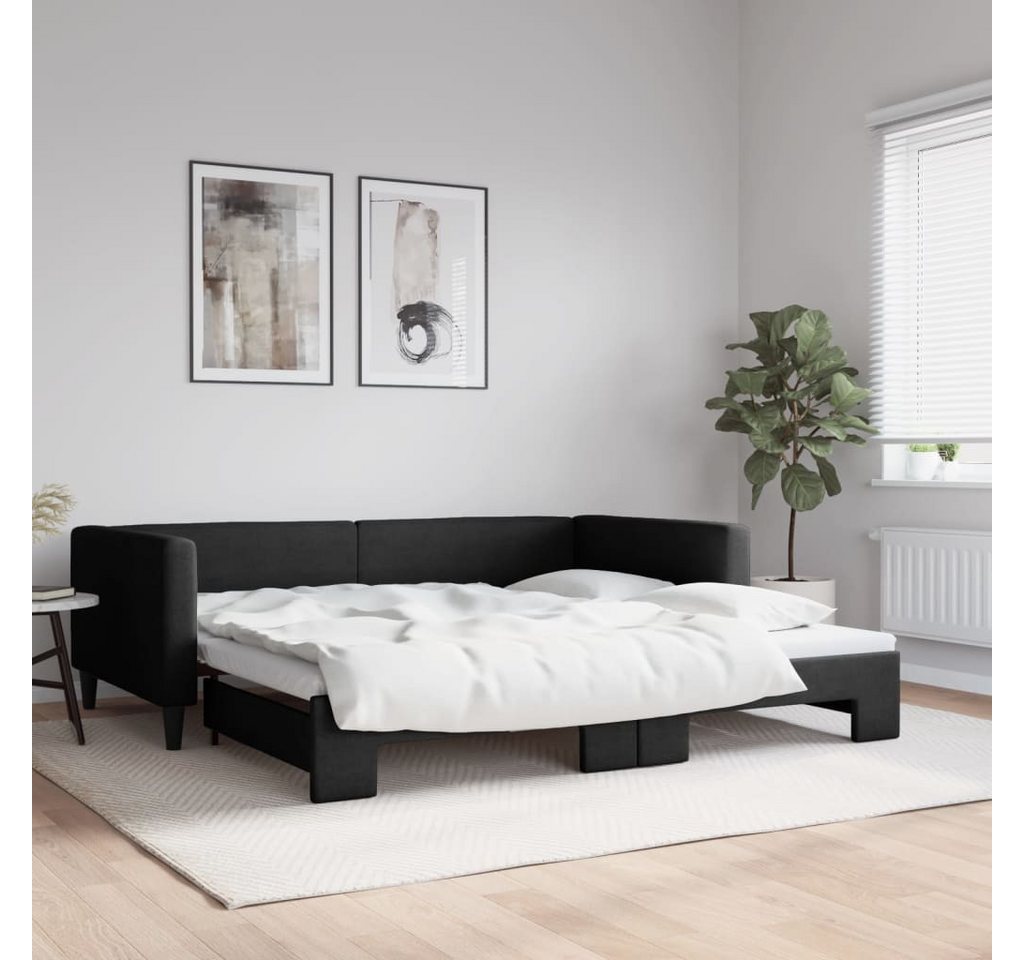 vidaXL Gästebett Gästebett Tagesbett Ausziehbar Schwarz 100x200 cm Stoff Be günstig online kaufen