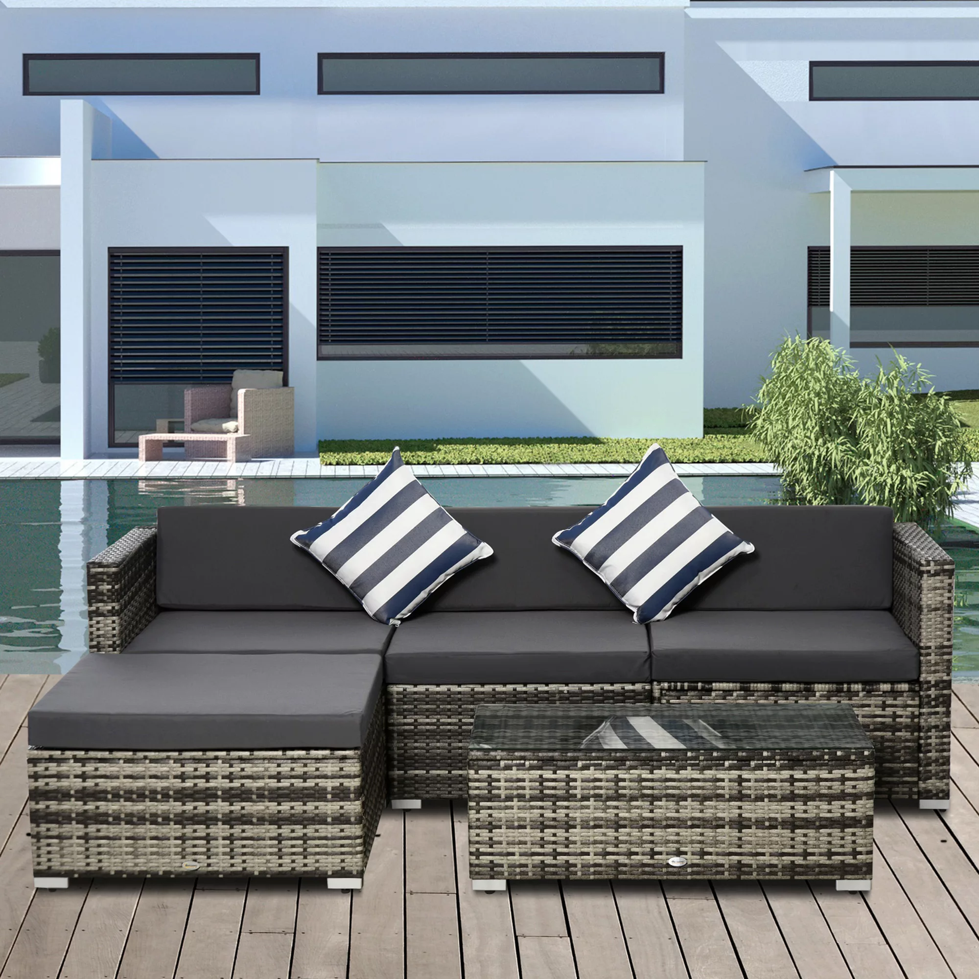 Gartenmöbel Set  Polyrattan Gartengarnitur in Grau, inkl. Loungeset, Beiste günstig online kaufen