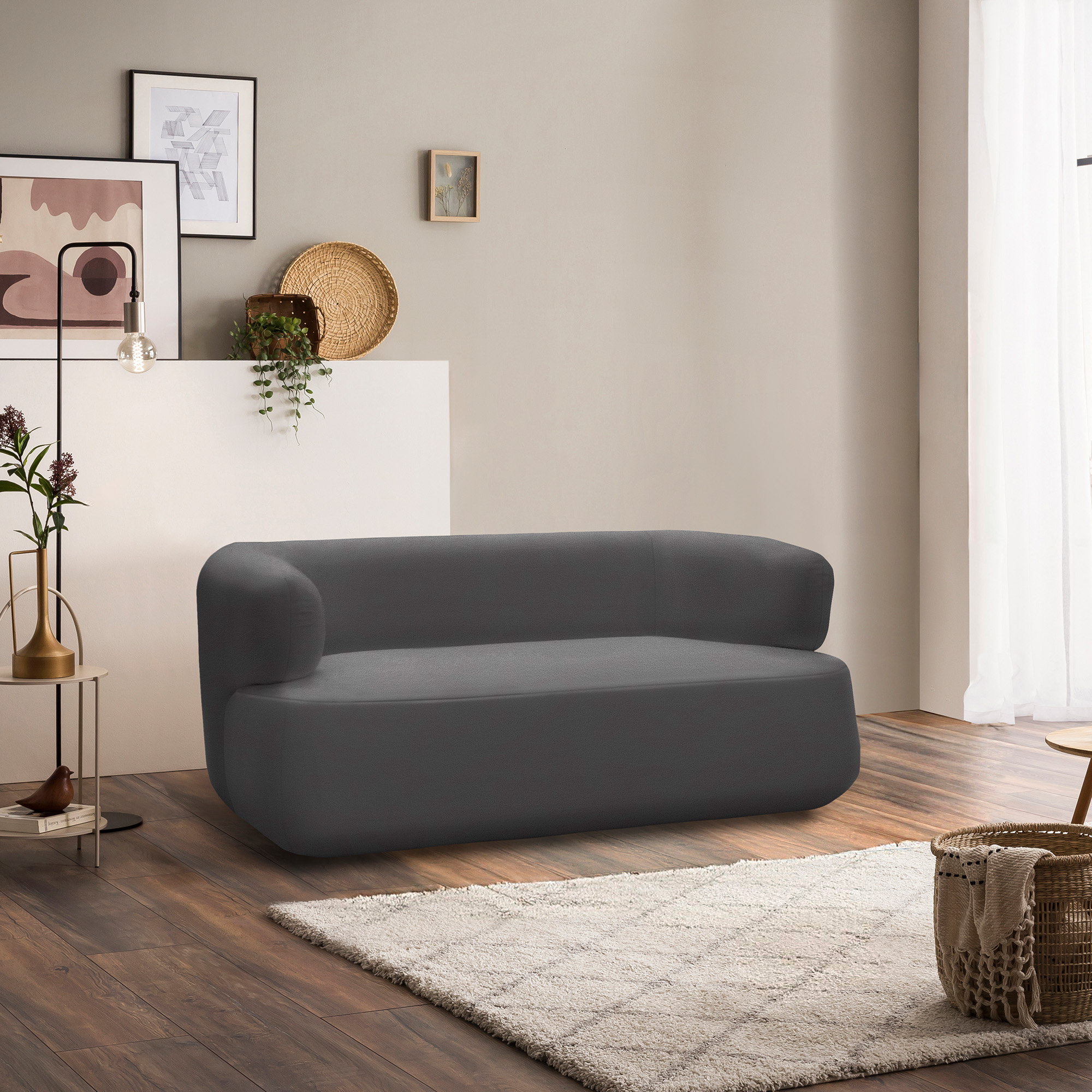 Sofa 800012, 2-Sitzer, 2er Couch, Teddy-Stoff, Polstersofa, 160 x 86 x 71 c günstig online kaufen