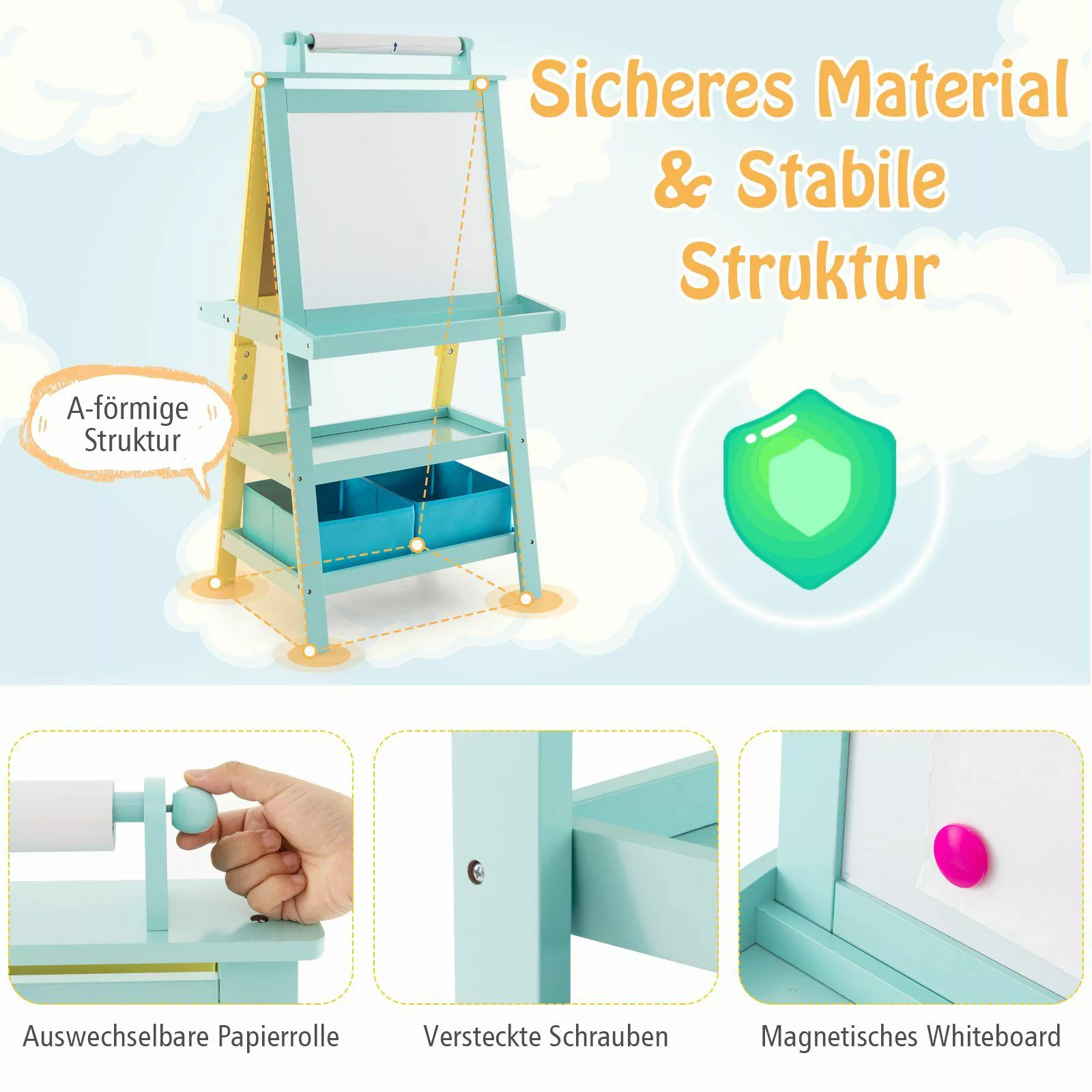 COSTWAY Standtafel Kinder Staffelei, doppelseitig, mit günstig online kaufen