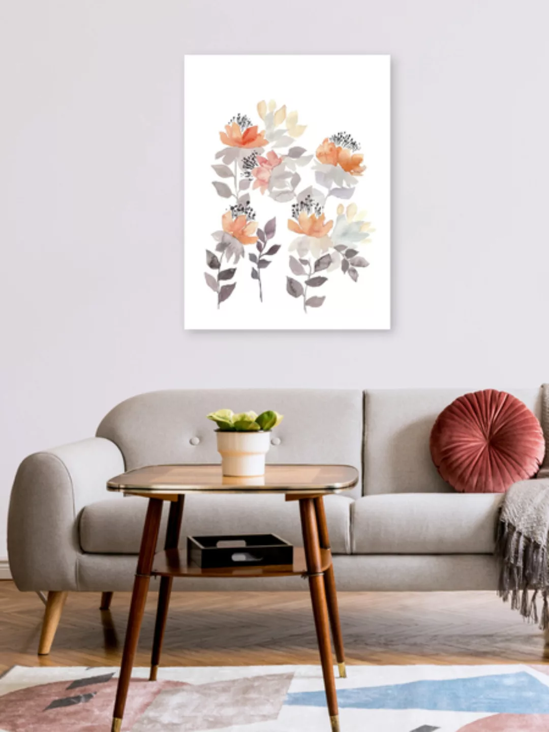 Poster / Leinwandbild - Oranger Blumenstrauß günstig online kaufen