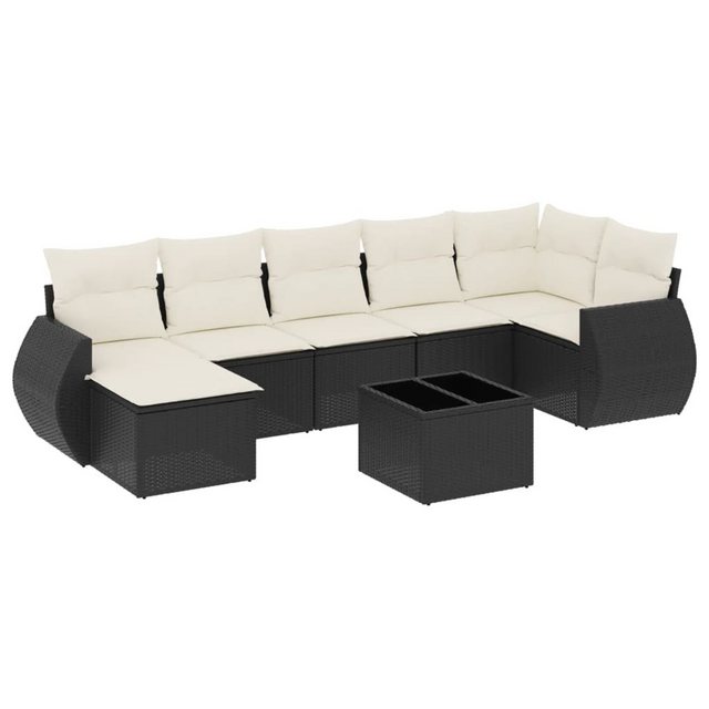 vidaXL Sofaelement 8-tlg. Garten-Sofagarnitur mit Kissen Schwarz Poly Ratta günstig online kaufen