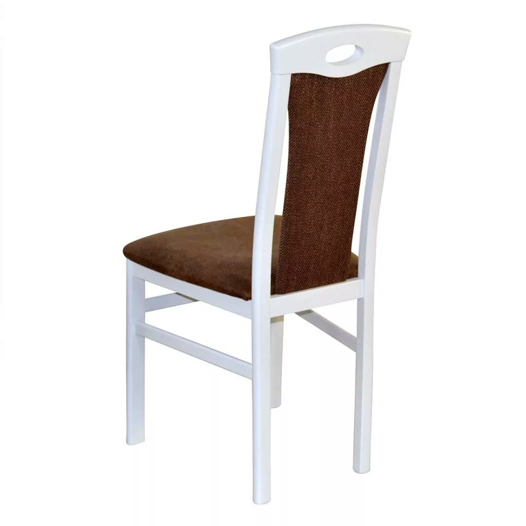 Zwei Esstisch Stühle in Weiß Braun (2er Set) günstig online kaufen