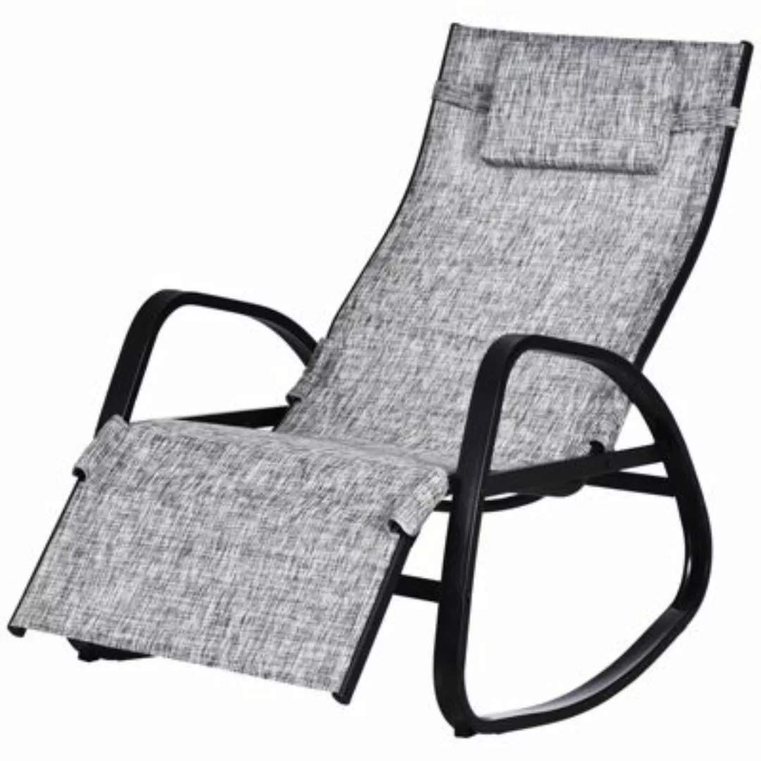 Outsunny Schaukelstuhl mit verstellbarer Rückenlehne und Fußstütze grau/sch günstig online kaufen