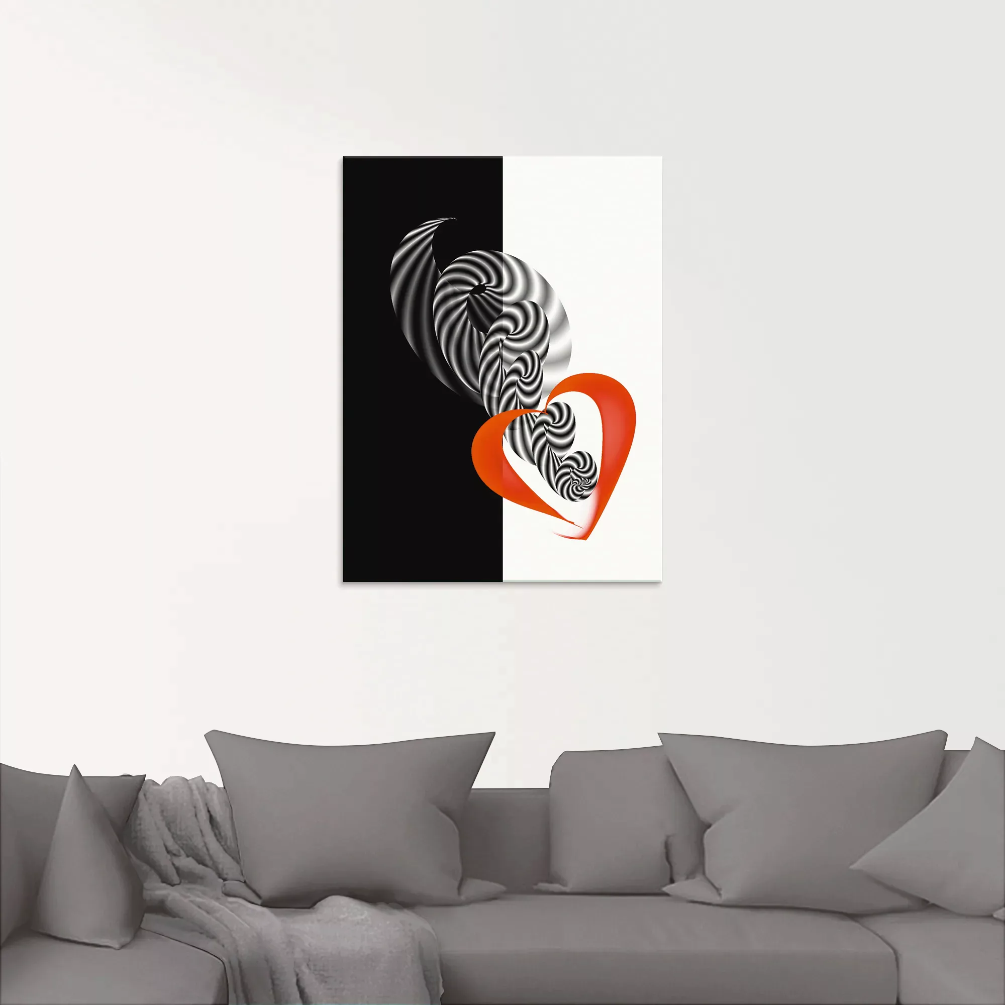 Artland Glasbild »In der Mitte des Herzens«, Gegenstandslos, (1 St.), in ve günstig online kaufen