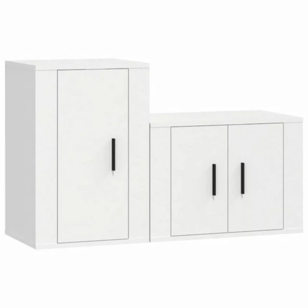 furnicato TV-Schrank 2-tlg. TV-Schrank-Set Weiß Holzwerkstoff (1-St) günstig online kaufen