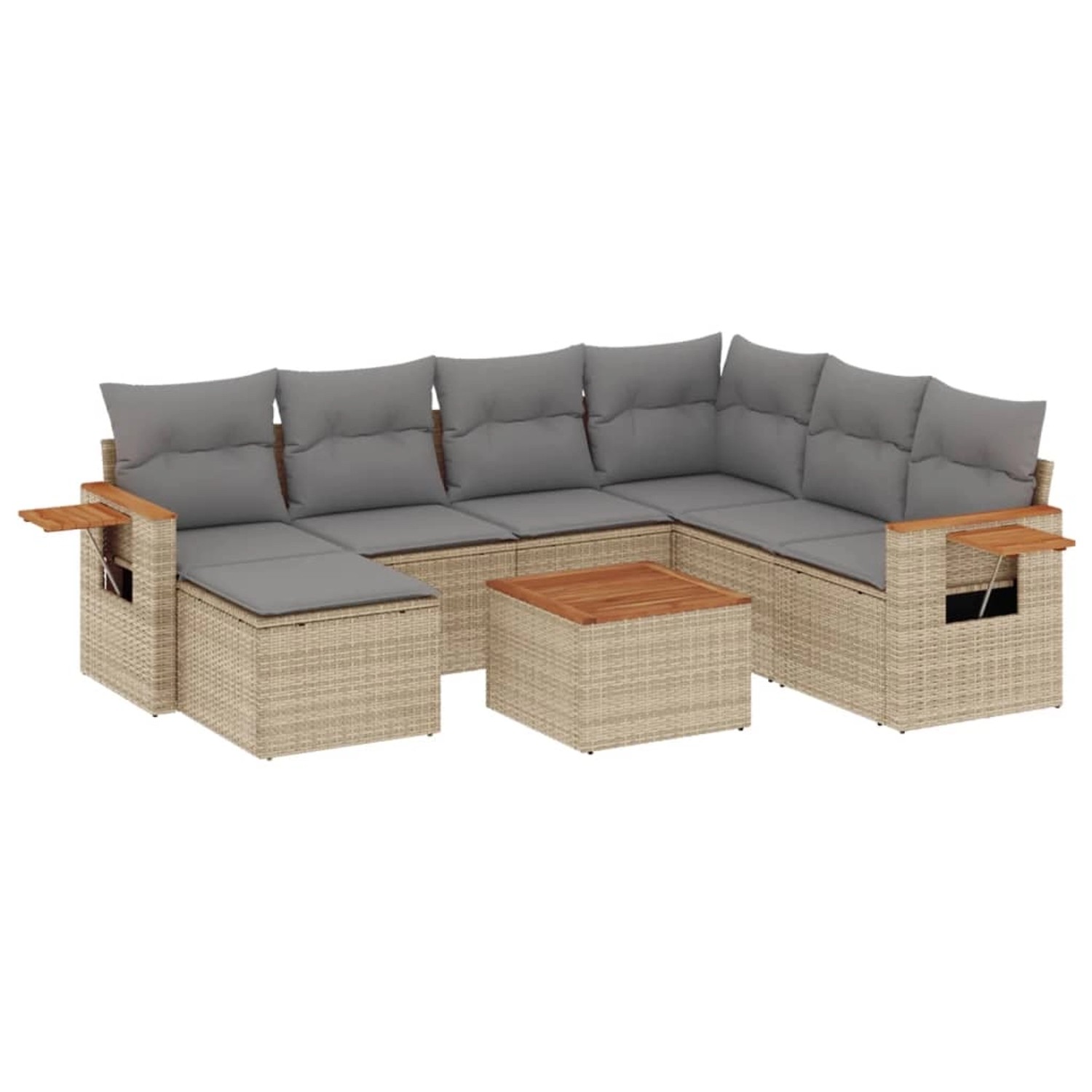 vidaXL 8-Tlg Garten-Sofagarnitur mit Kissen Beige Poly Rattan 3227053 günstig online kaufen