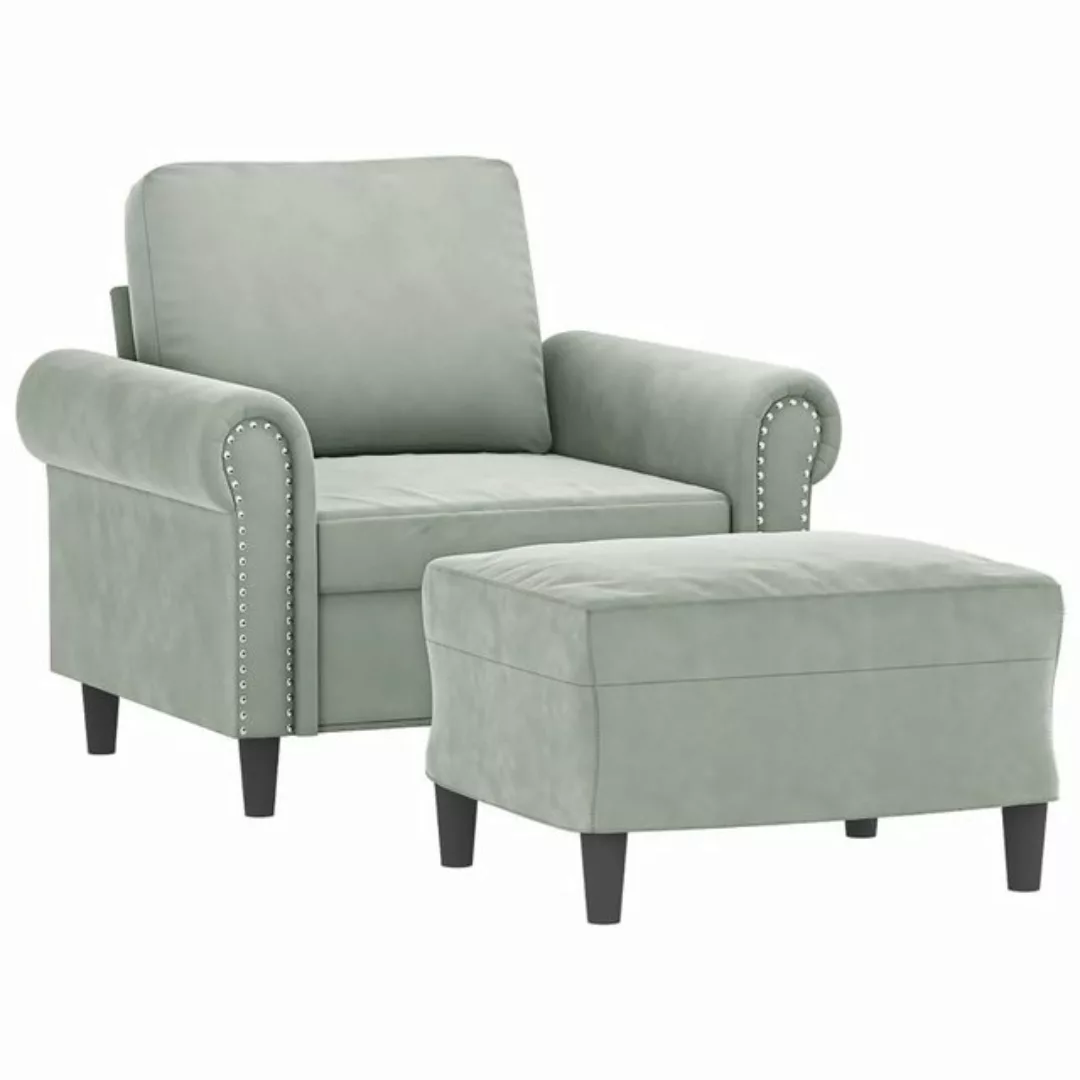 vidaXL Sofa Sessel mit Hocker Hellgrau 60 cm Samt günstig online kaufen