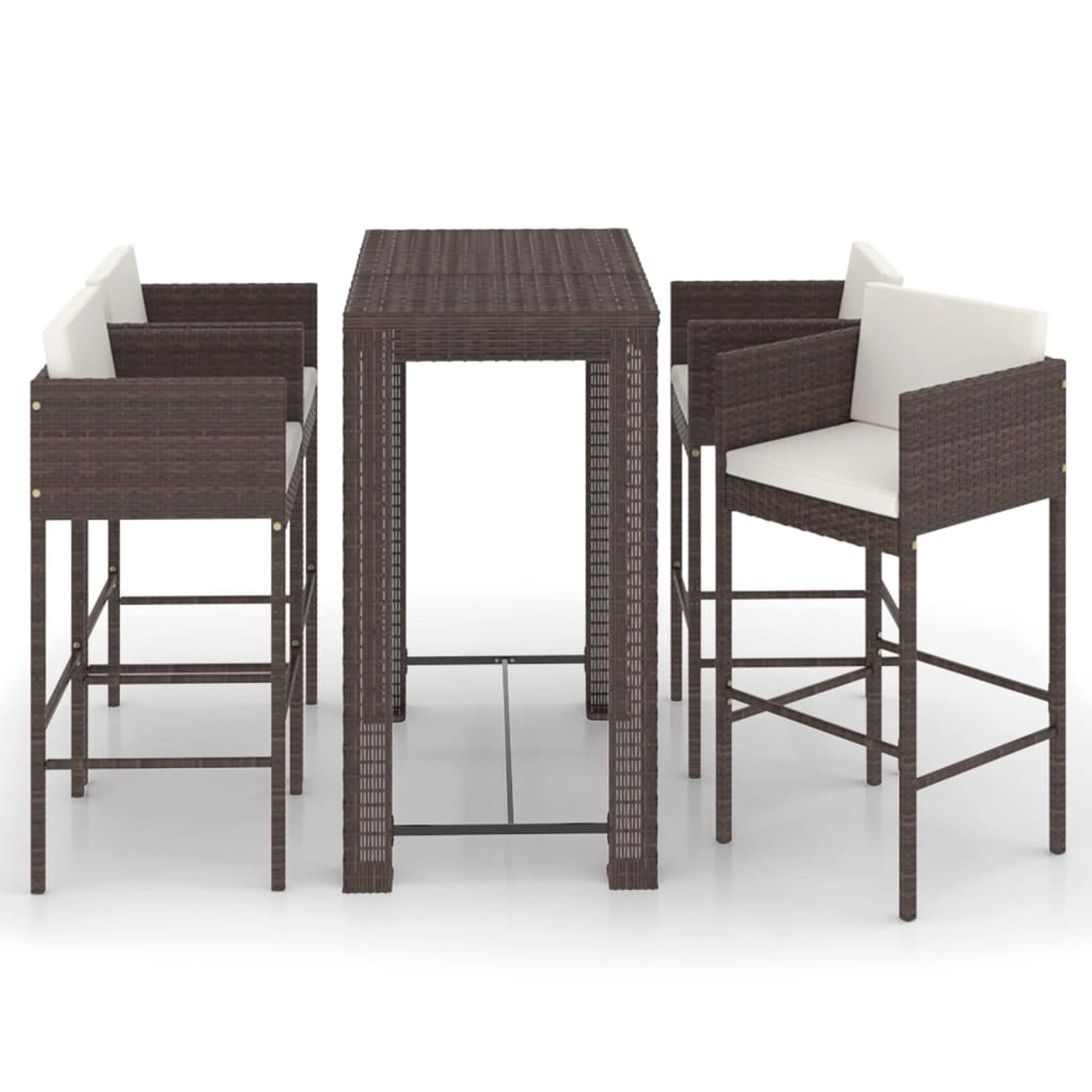 5-tlg. Gartenbar-set Mit Kissen Poly Rattan Braun günstig online kaufen