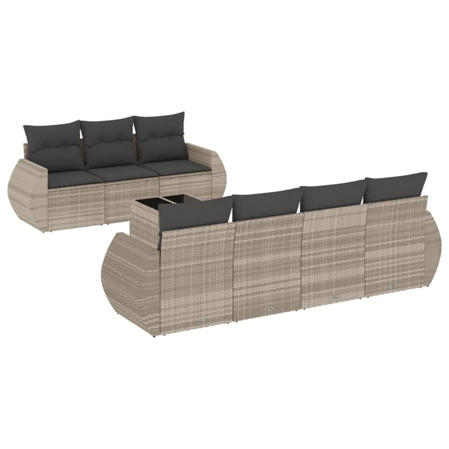 vidaXL 8-Tlg Garten-Sofagarnitur mit Kissen Hellgrau Poly Rattan 3253469 günstig online kaufen