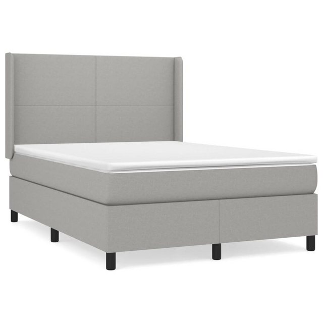 vidaXL Bettgestell Boxspringbett mit Matratze Hellgrau 140x200 cm Stoff Bet günstig online kaufen