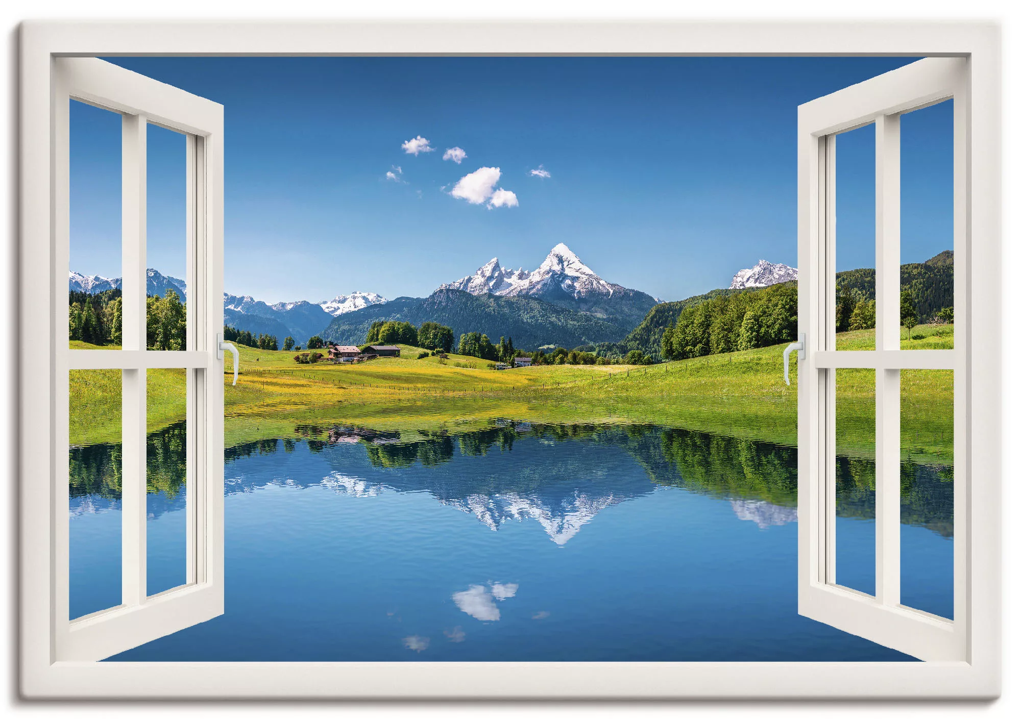 Artland Wandbild »Fensterblick Alpen und Bergsee«, Berge, (1 St.), als Lein günstig online kaufen