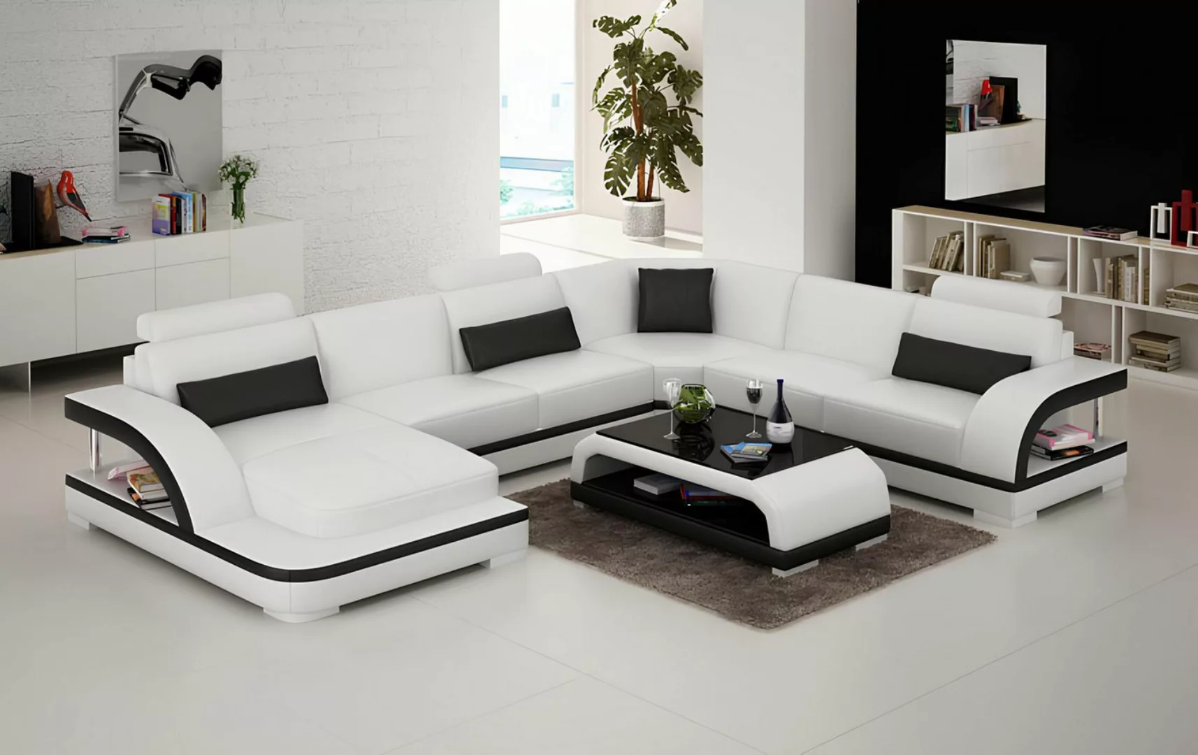 Xlmoebel Ecksofa Modernes Ledersofa mit Eckdesign und USB-Anschluss, Herges günstig online kaufen