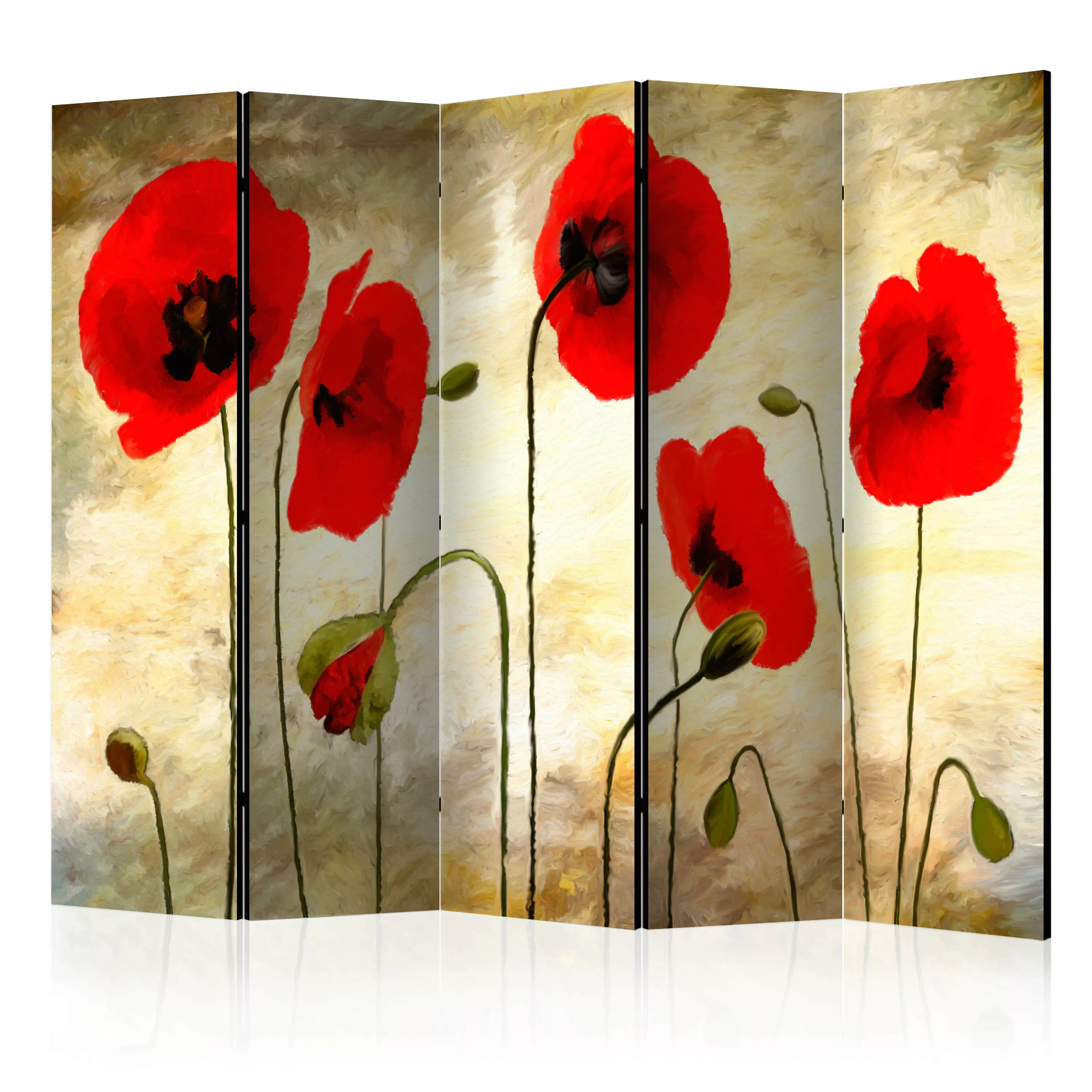 5-teiliges Paravent - Golden Field Of Poppies Ii [room Dividers] günstig online kaufen