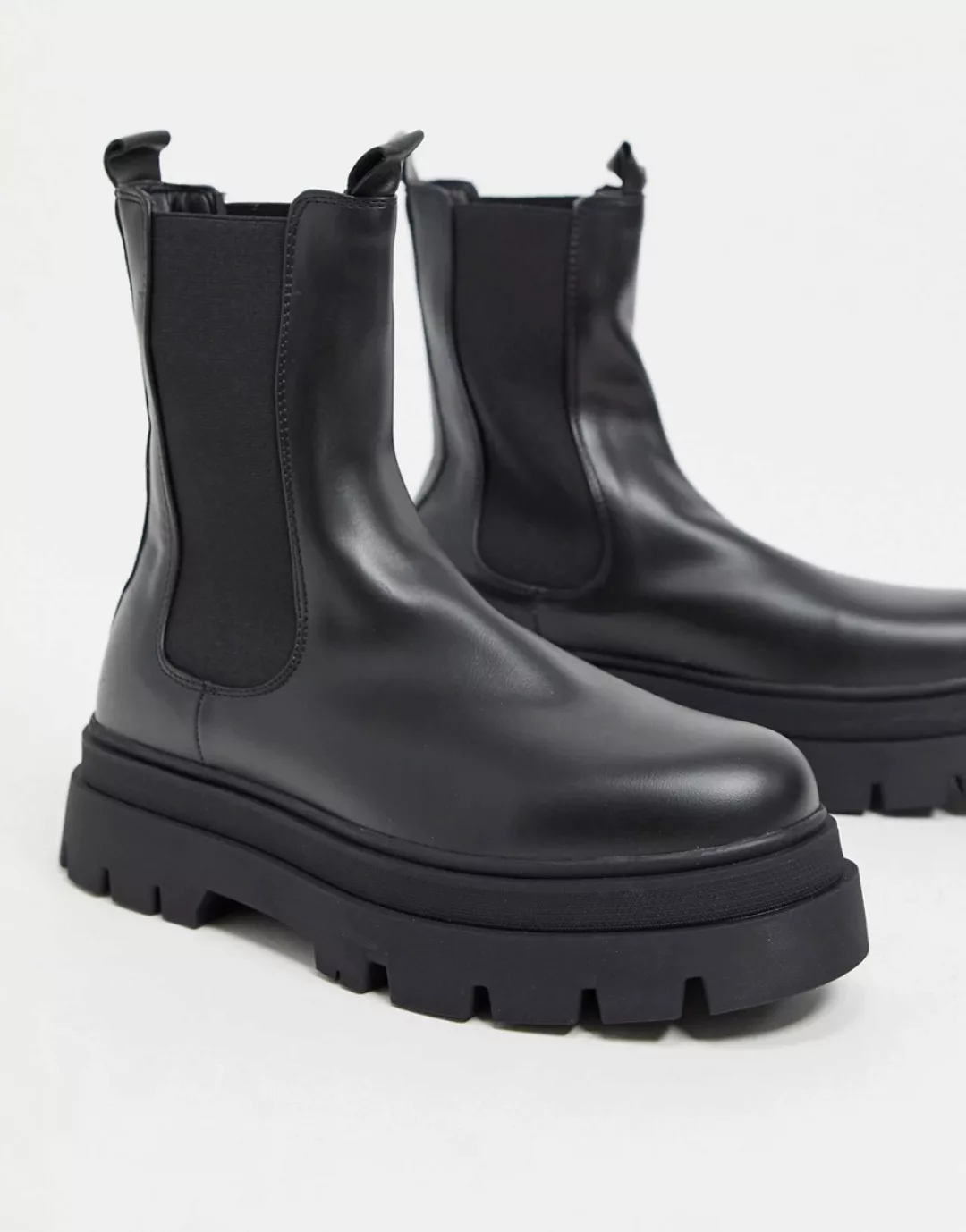 Bershka – Grobe Chelsea-Stiefel in Schwarz günstig online kaufen