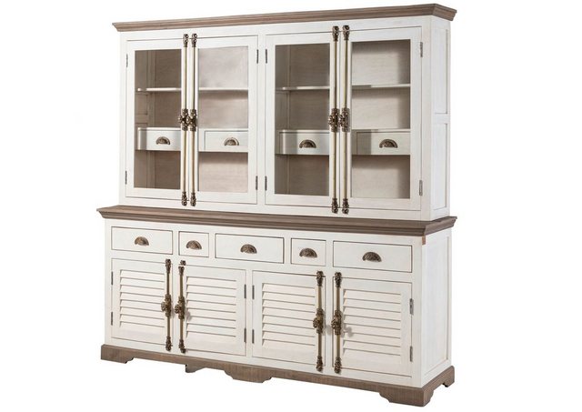 Massivmoebel24 Buffet (Mango 204x50x210 weiß lackiert TOULOUSE #103) günstig online kaufen