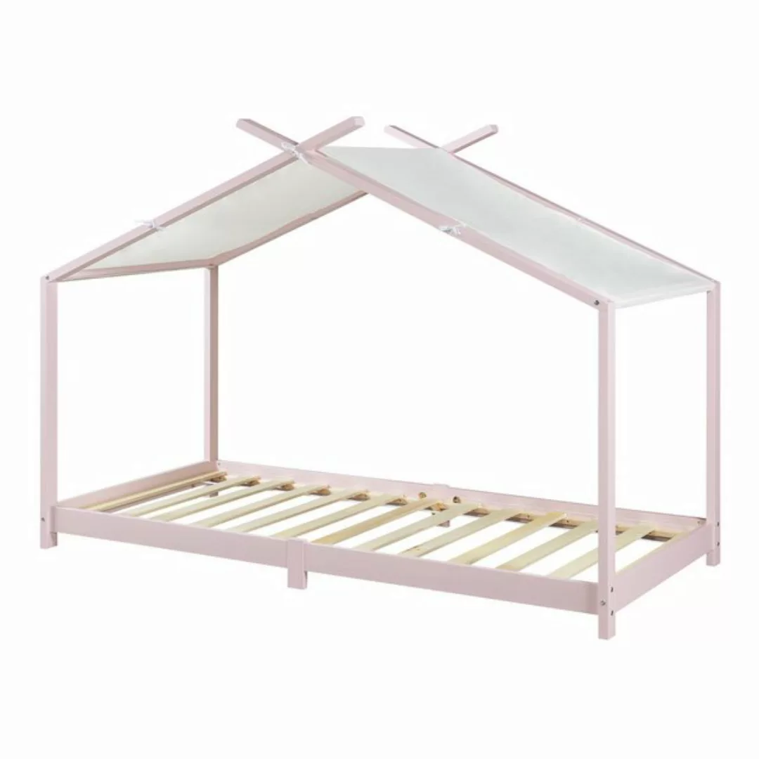 en.casa Kinderbett, »Brome« Hausbett 90 x 200 cm Holz Rosa günstig online kaufen