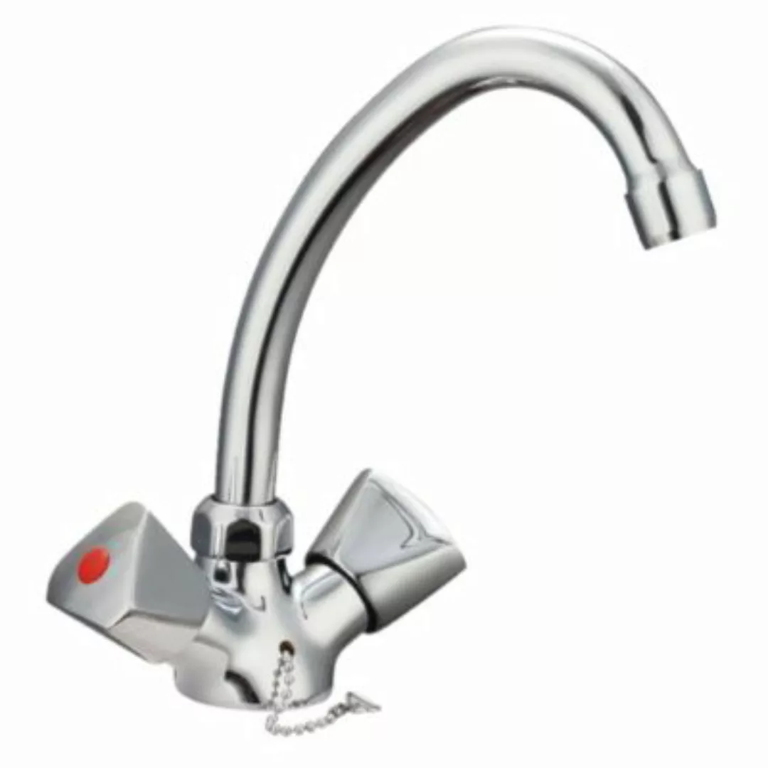 Waschtischarmatur mit 2 Griffen SAVINO Verchromt Wasserhahn silber günstig online kaufen