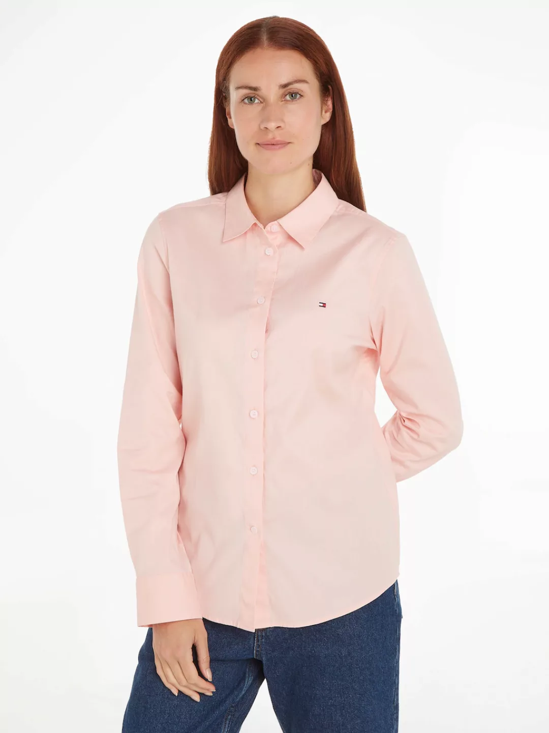 Tommy Hilfiger Hemdbluse STRETCH OXFORD REGULAR SHIRT mit Logostickerei günstig online kaufen