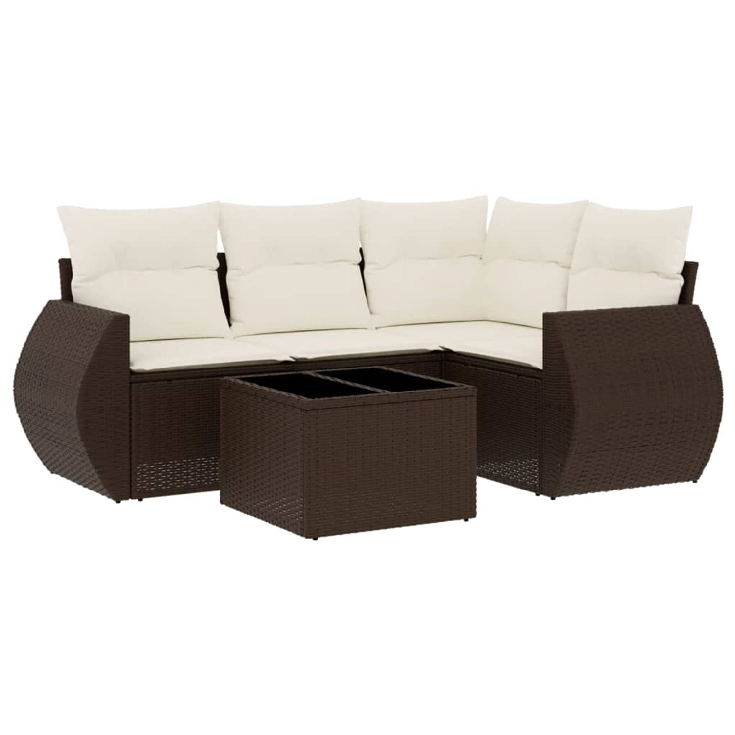 vidaXL 5-Tlg Garten-Sofagarnitur mit Kissen Braun Poly Rattan 3221322 günstig online kaufen