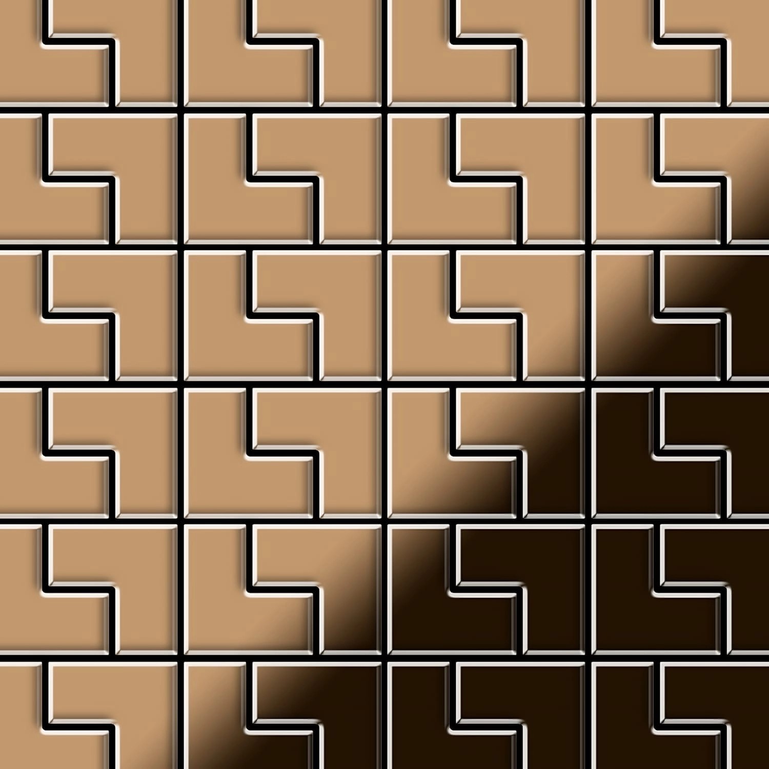 ALLOY Mosaik Fliese Massiv Metall Titan Hochglänzend Kupfer 1,6mm Stark Kin günstig online kaufen