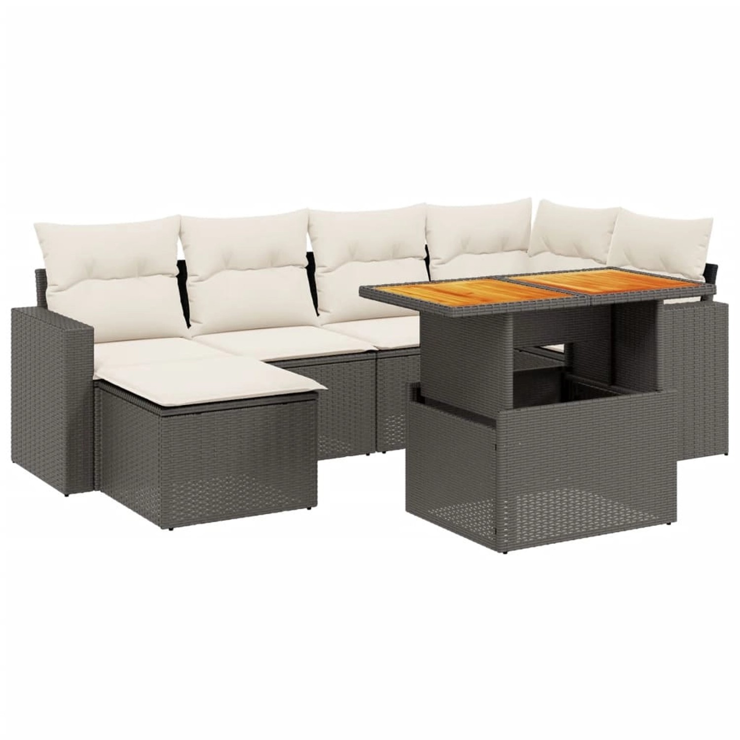 vidaXL 7-Tlg Garten-Sofagarnitur mit Kissen Schwarz Poly Rattan 3271413 günstig online kaufen
