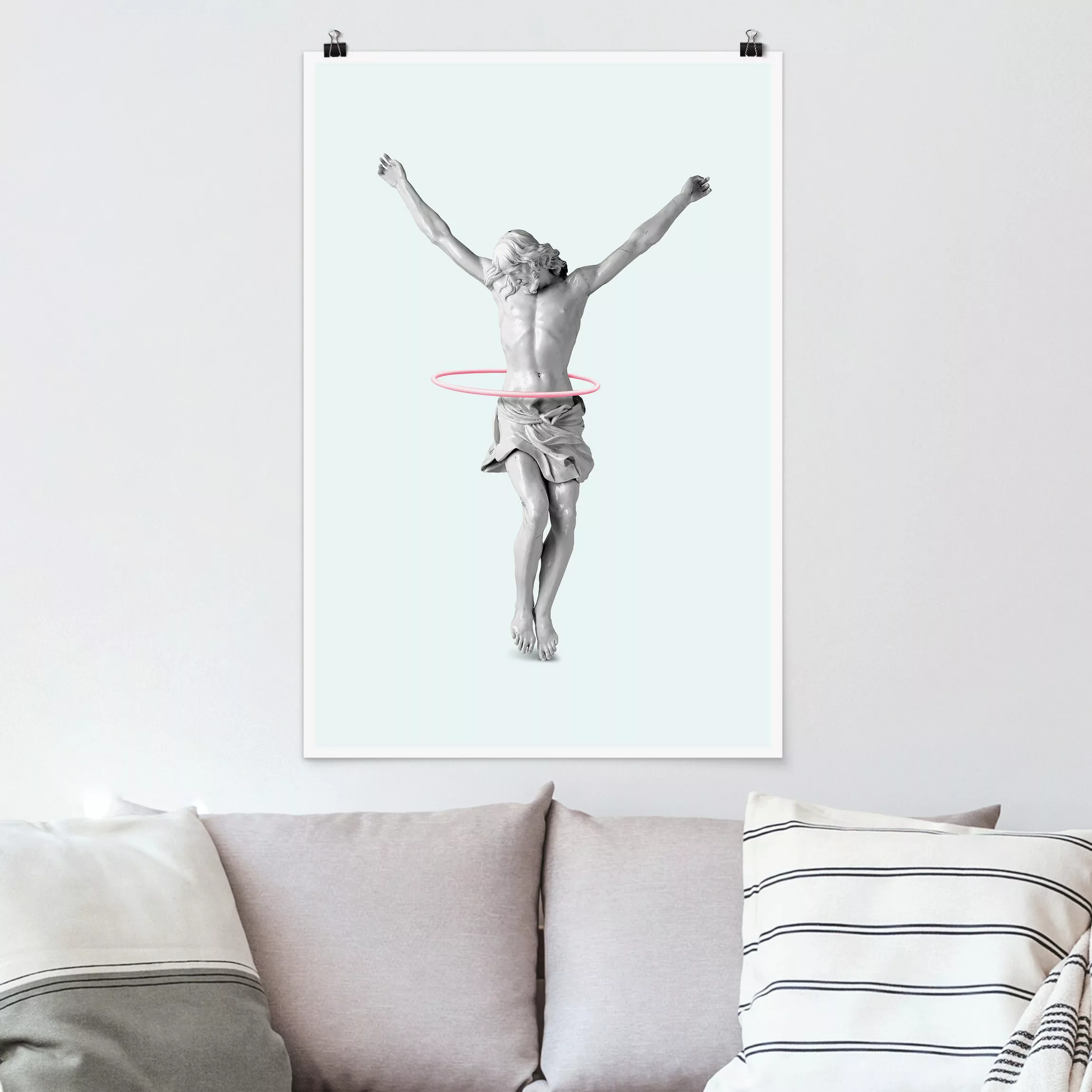 Poster Portrait - Hochformat Jesus mit Hula Hoop Reifen günstig online kaufen