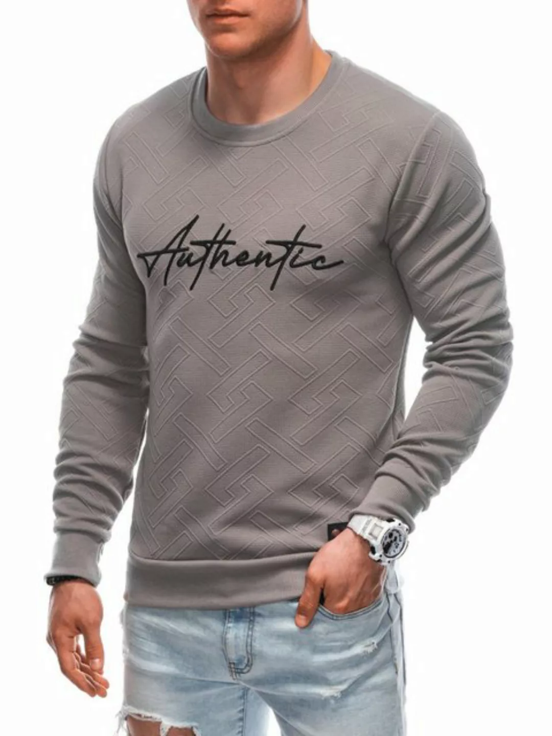 Edoti Sweatshirt Herrensweatshirt mit modernem Print günstig online kaufen