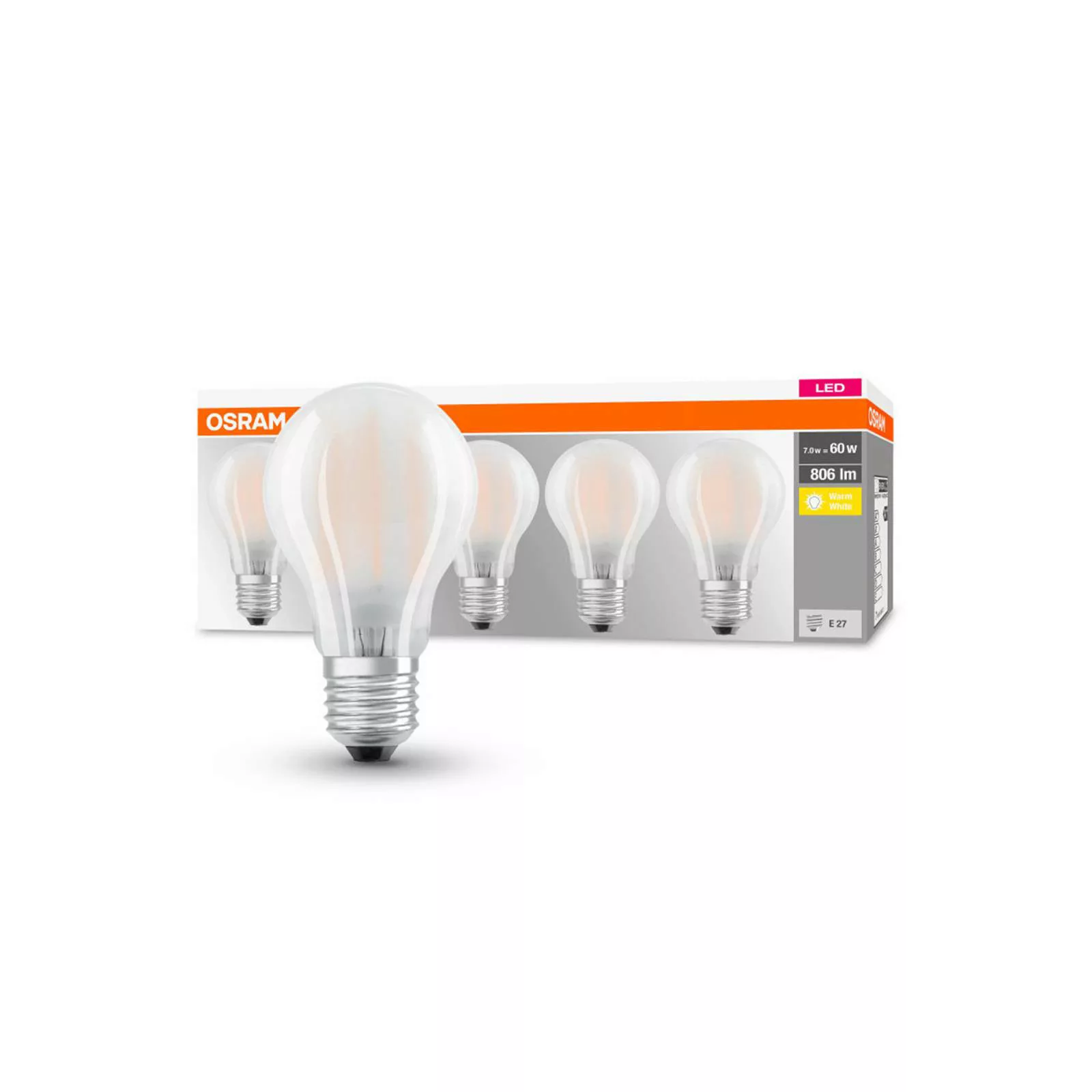 OSRAM LED-Lampe Classic E27 6,5W 2.700K 806lm 5er günstig online kaufen