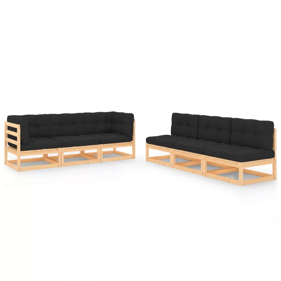 6-tlg. Garten-lounge-set Mit Anthrazit Kissen Massivholz Kiefer günstig online kaufen