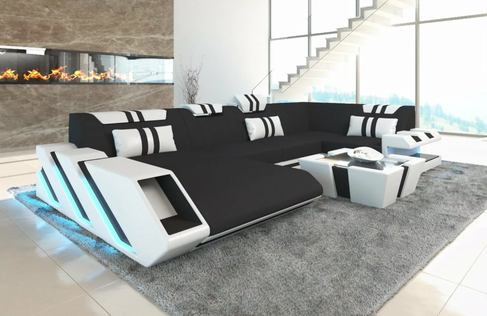 Sofa Dreams Wohnlandschaft Sofa Stoff Couch Apollonia U Form Polster Stoffs günstig online kaufen